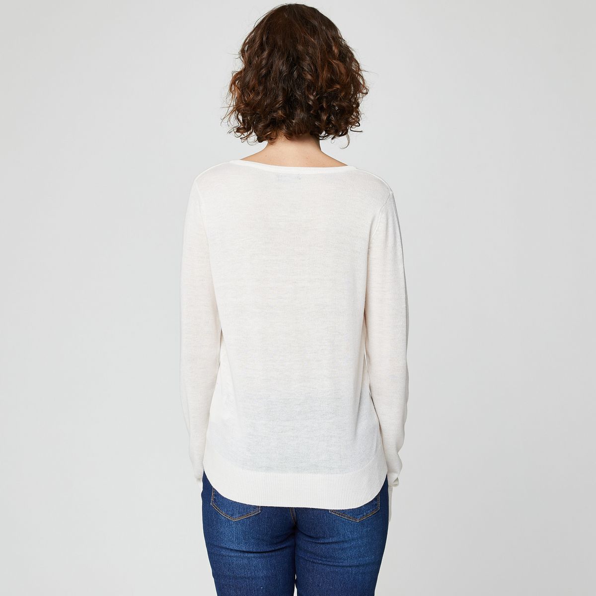 INEXTENSO Pull col v blanc femme