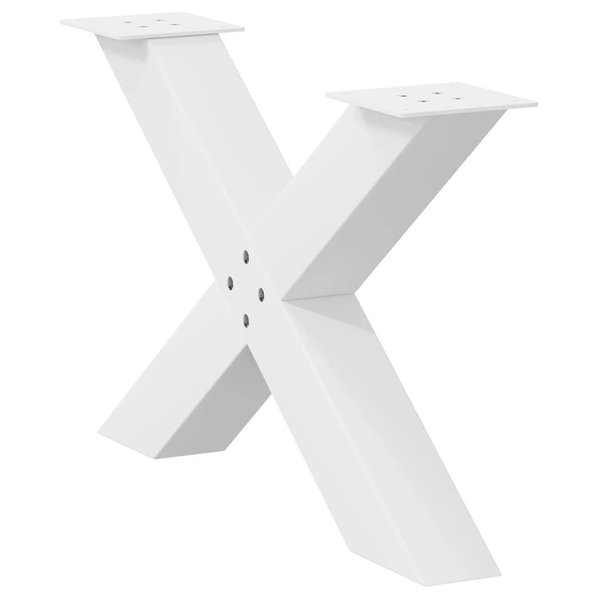 Voir la diapositive 4 : VIDAXL Pieds de table basse forme de X 2 pcs blanc 70x(42-43) cm acier