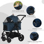 Voir la diapositive 6 : PAWHUT Poussette buggy pliable chien chat amortisseurs panier de rangement 2 attaches sécurité housse réglable acier Oxford bleu foncé
