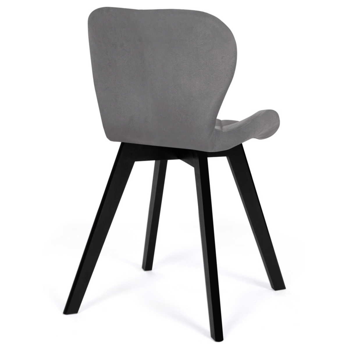 ID MARKET Lot de 4 chaises ROBINE en velours gris clair pieds noirs