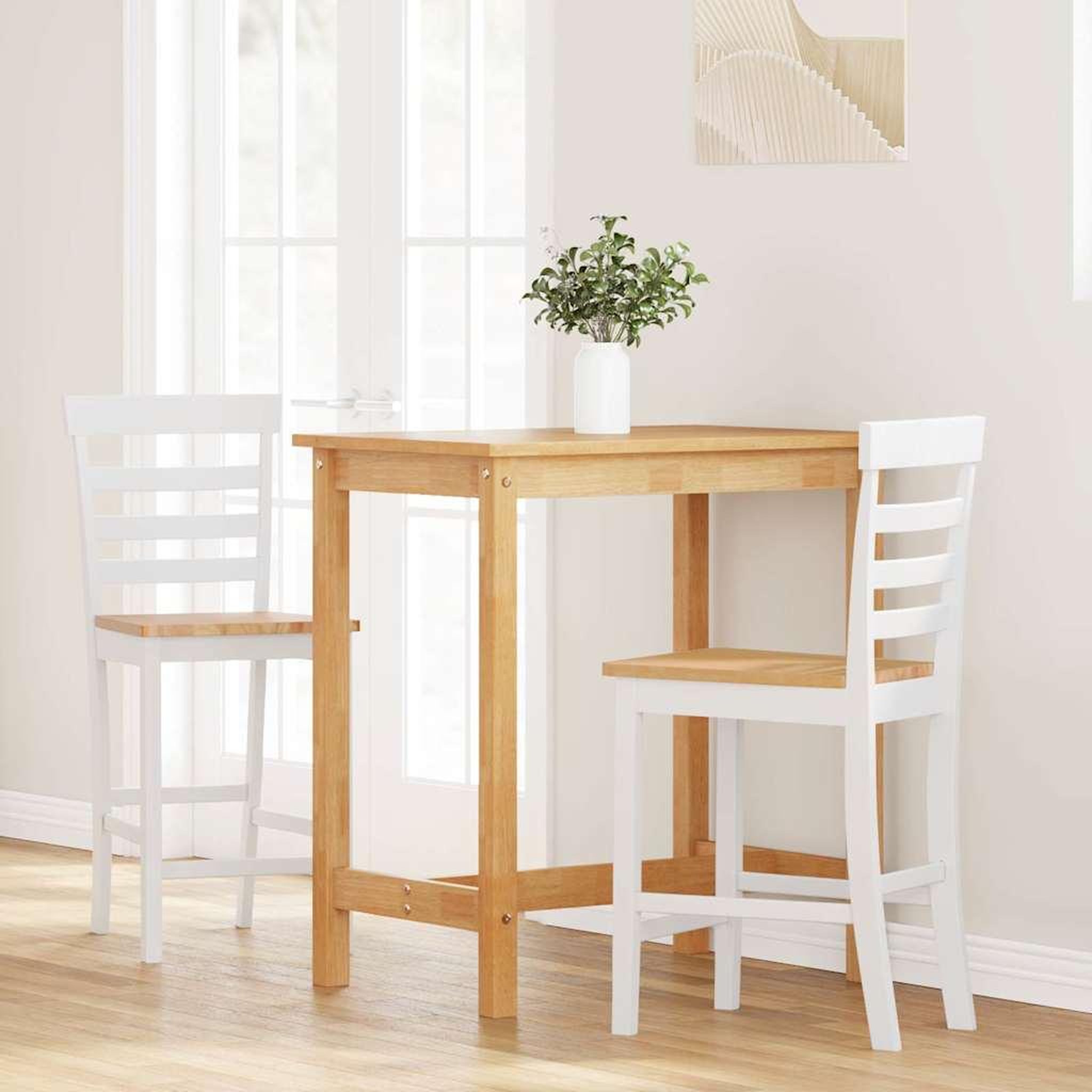 Voir la diapositive 3 : VIDAXL Tabourets de bar 2 pcs blanc bois massif d'hevea
