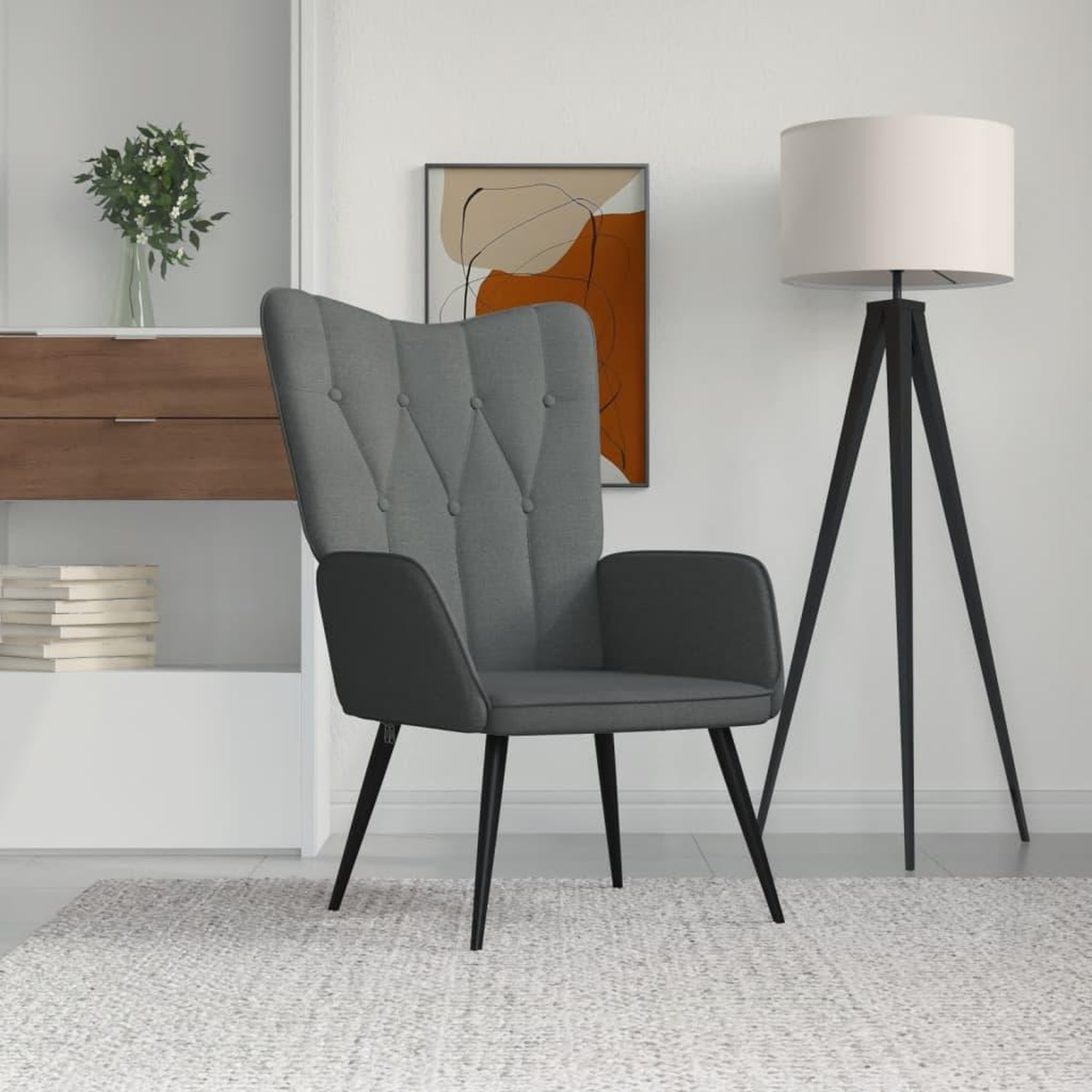 Voir la diapositive 1 : VIDAXL Chaise de relaxation Gris fonce Tissu