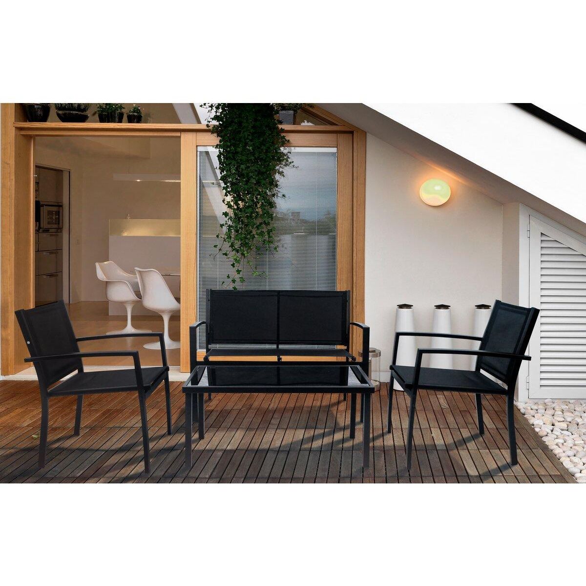 Habitat et Jardin Salon de jardin bas  Lino  - 4 places  - Noir