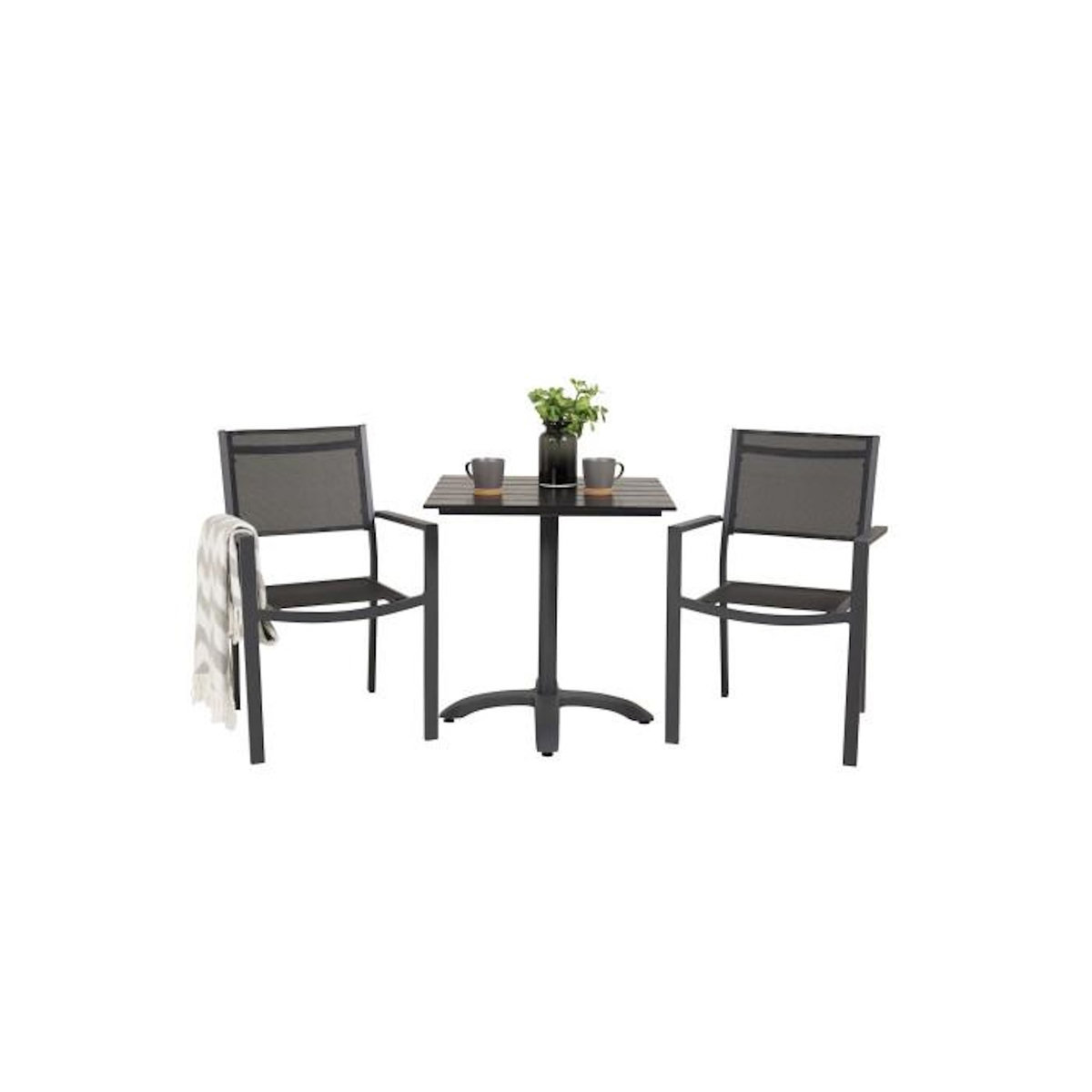 Paris Prix Ensemble Table de Jardin & 2 Chaises  Colorado & Copacabana  74cm Noir