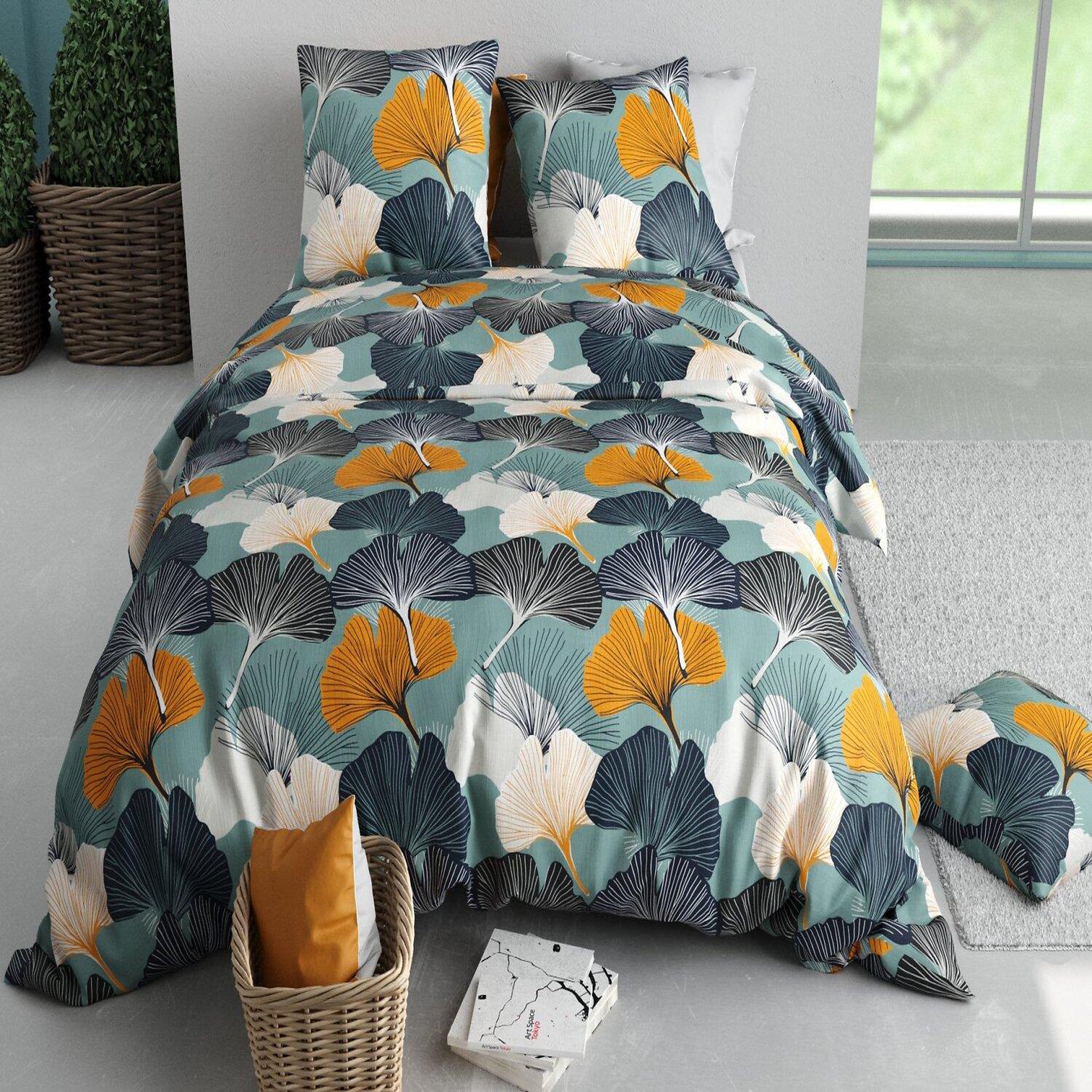 Voir la diapositive 3 : ATELIER DU COTON Parure de couette gink 100% coton 57fils