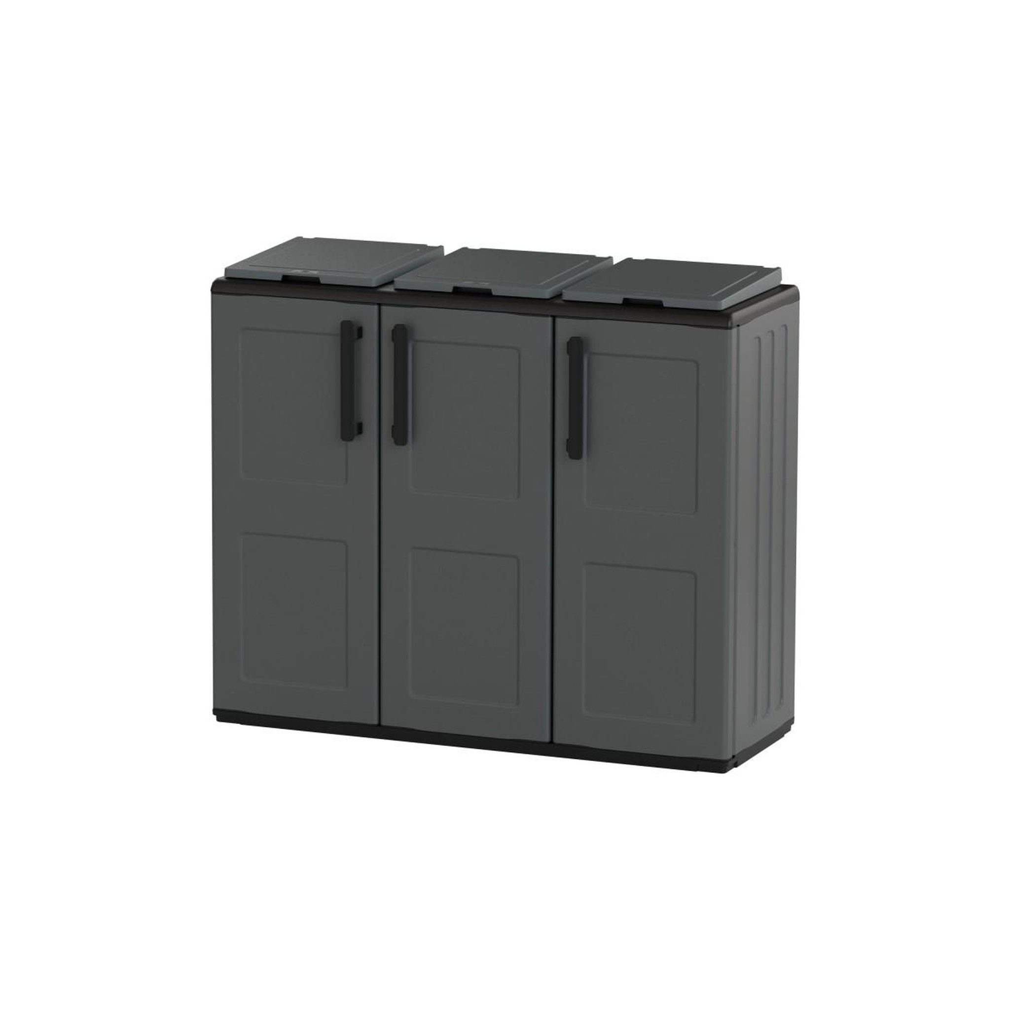 Voir la diapositive 5 : INTEC Armoire de tri selectif 3 sacs gris - meuble de recyclage int / ext - dimensions 102 x 37 x 84 cm - intec