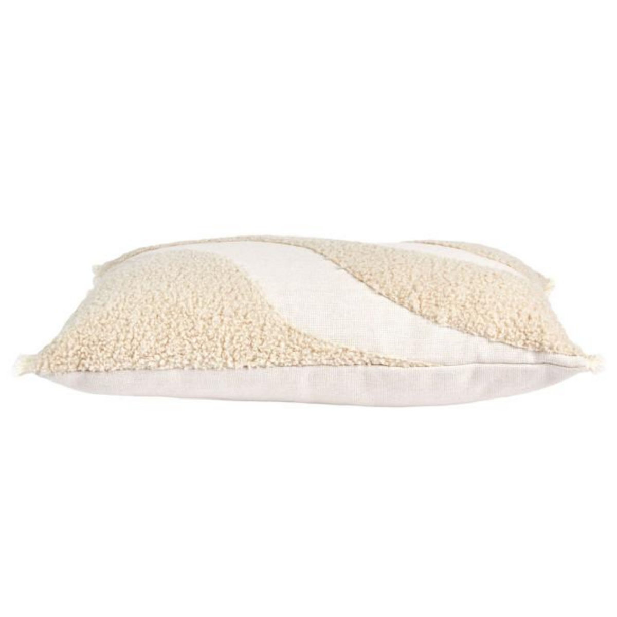 Paris Prix Coussin Déco  Bouclette  30x50cm Beige & Blanc