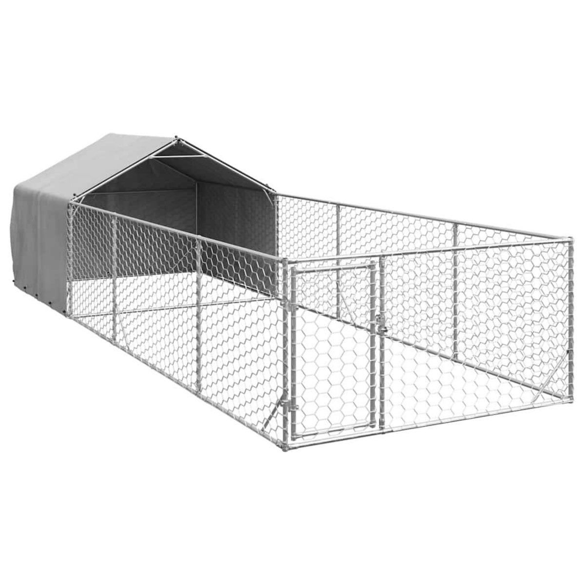 VIDAXL Niche d'exterieur pour chien enclos 6x2x1,5 m acier galvanise