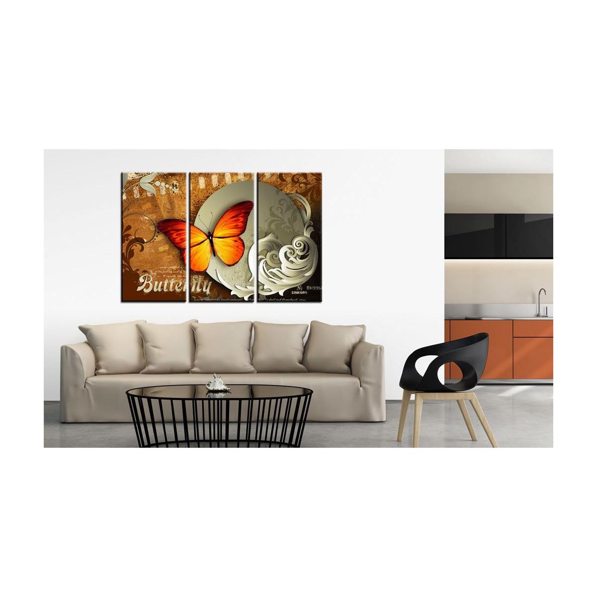 Voir la diapositive 2 : Paris Prix Tableau Imprimé  Fiery Butterfly & Full Moon