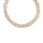 L'ATELIER D'AZUR Collier Tresse Trois Ors - Or Tricolore Jaune, Blanc et Rose - Femme