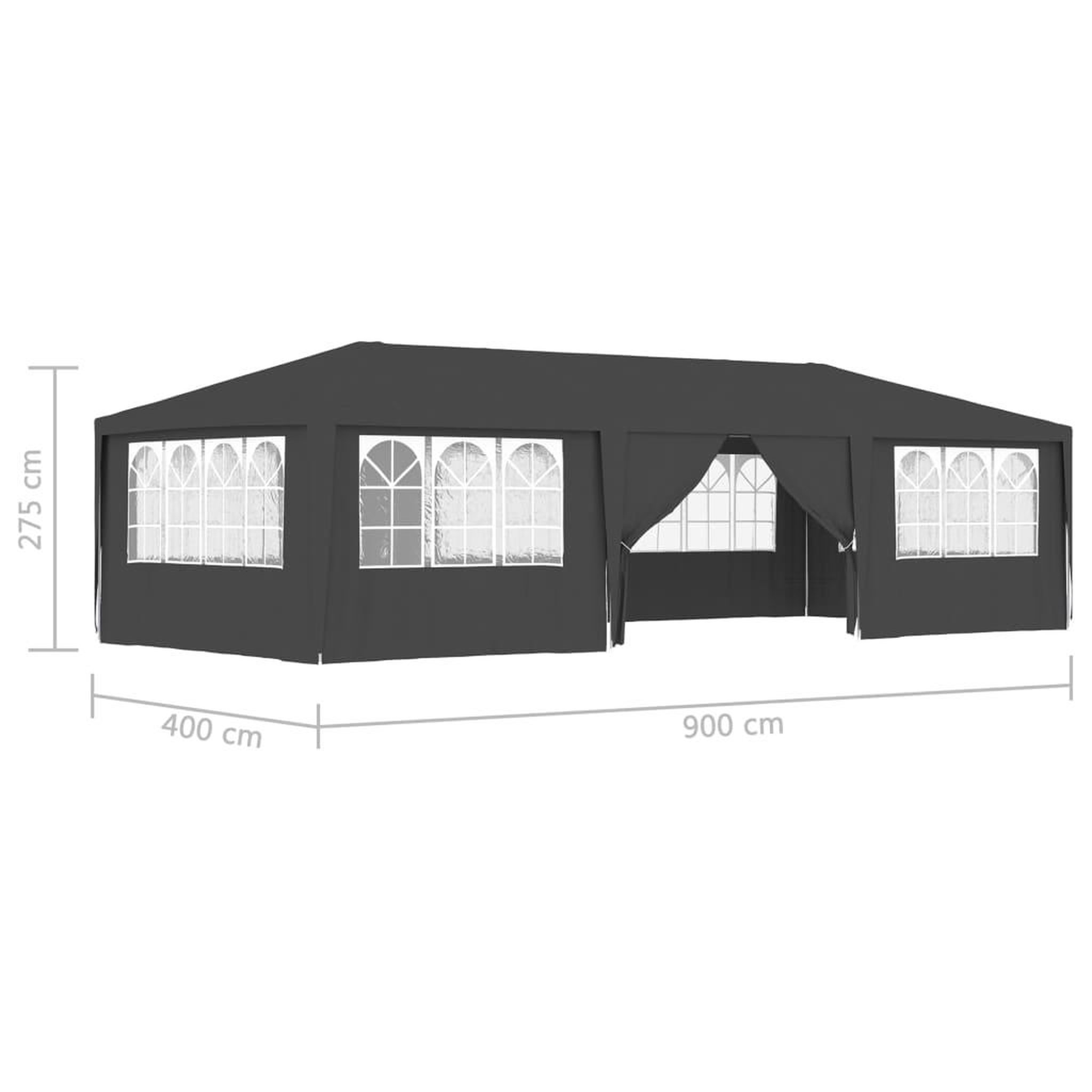 Voir la diapositive 6 : VIDAXL Tente de reception et parois laterales 4x9 m Anthracite 90 g/m^2