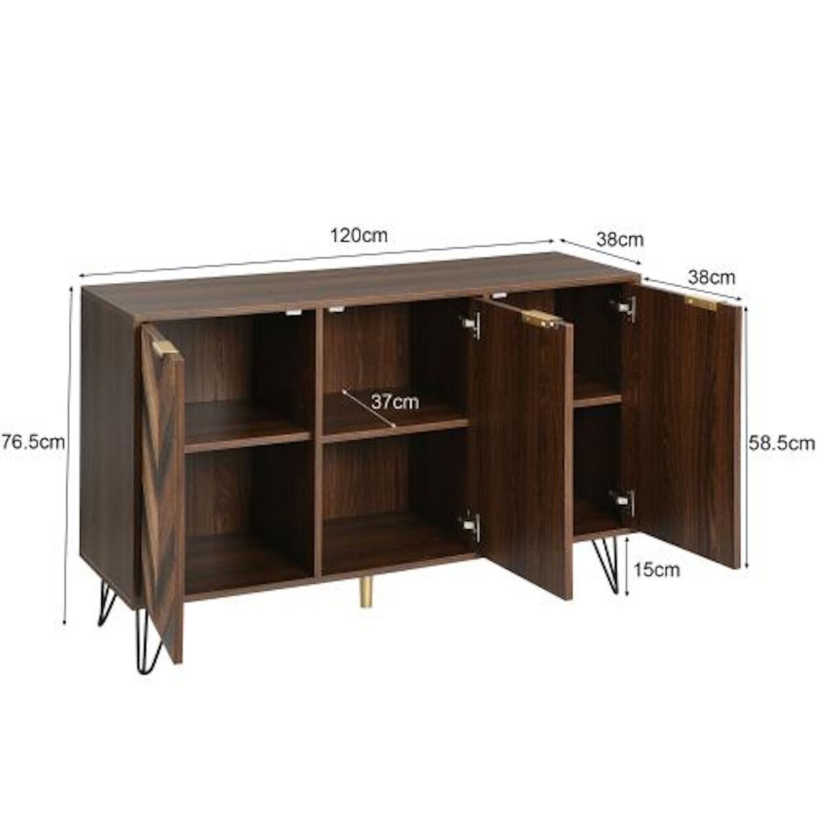 MERAX Buffet 3 porte(s) 0 tiroir(s) - 120 cm naturel panneau de particules