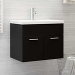 VIDAXL Armoire d'evier avec lavabo integre Noir Agglomere