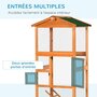 PAWHUT Volière cage à oiseaux - 2 portes tiroir déjection coulissant échelle toit bitumé - bois sapin pré-huilé