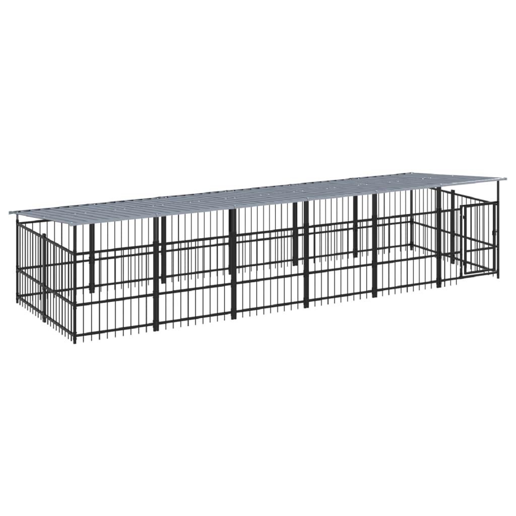 Voir la diapositive 2 : VIDAXL Chenil d'exterieur avec toit pour chiens Acier 11,26 m²