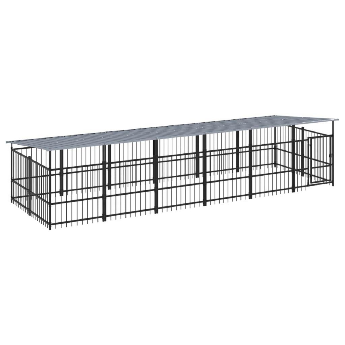 VIDAXL Chenil d'exterieur avec toit pour chiens Acier 11,26 m²