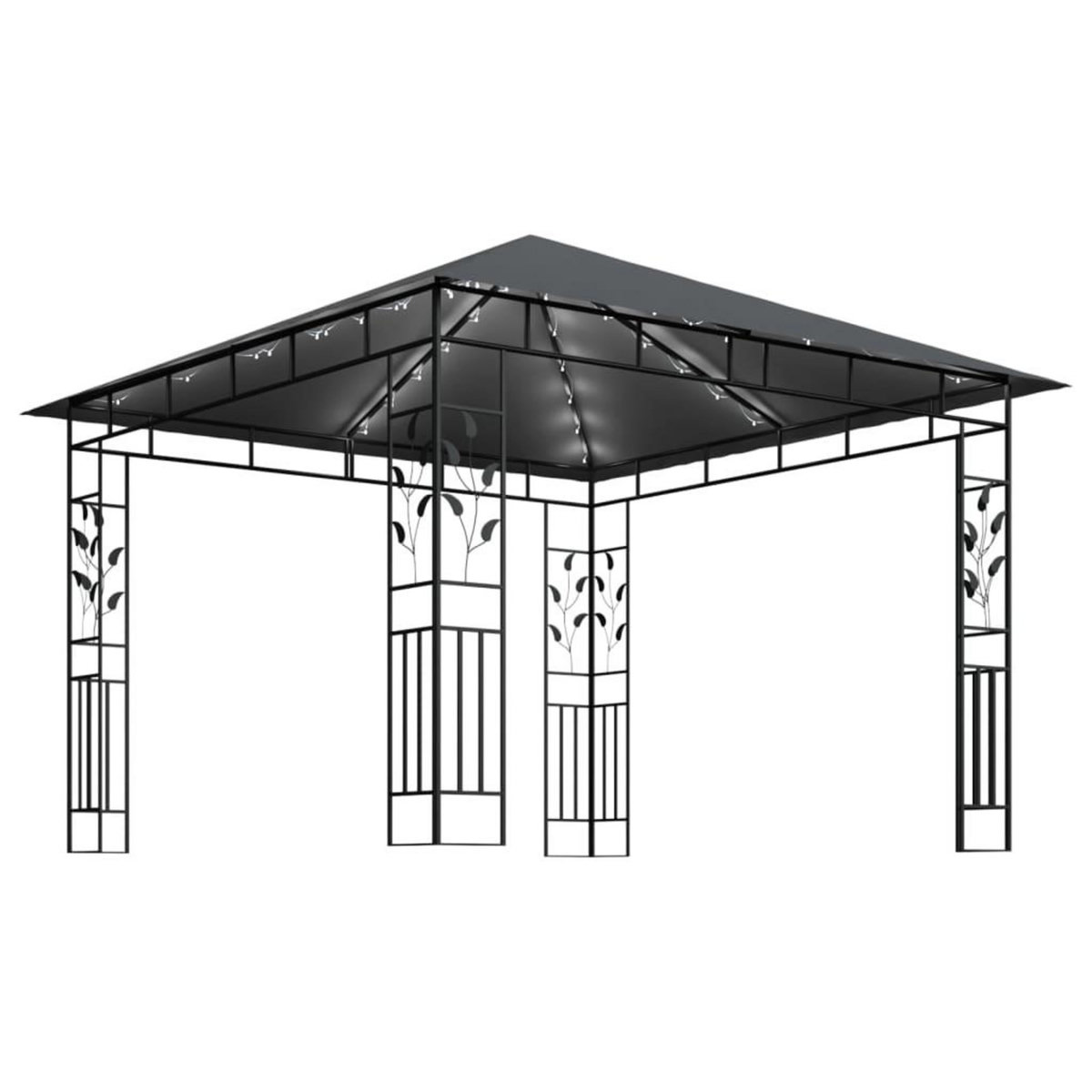 VIDAXL Tonnelle avec moustiquaire et lumieres LED 3x3x2,73m Anthracite
