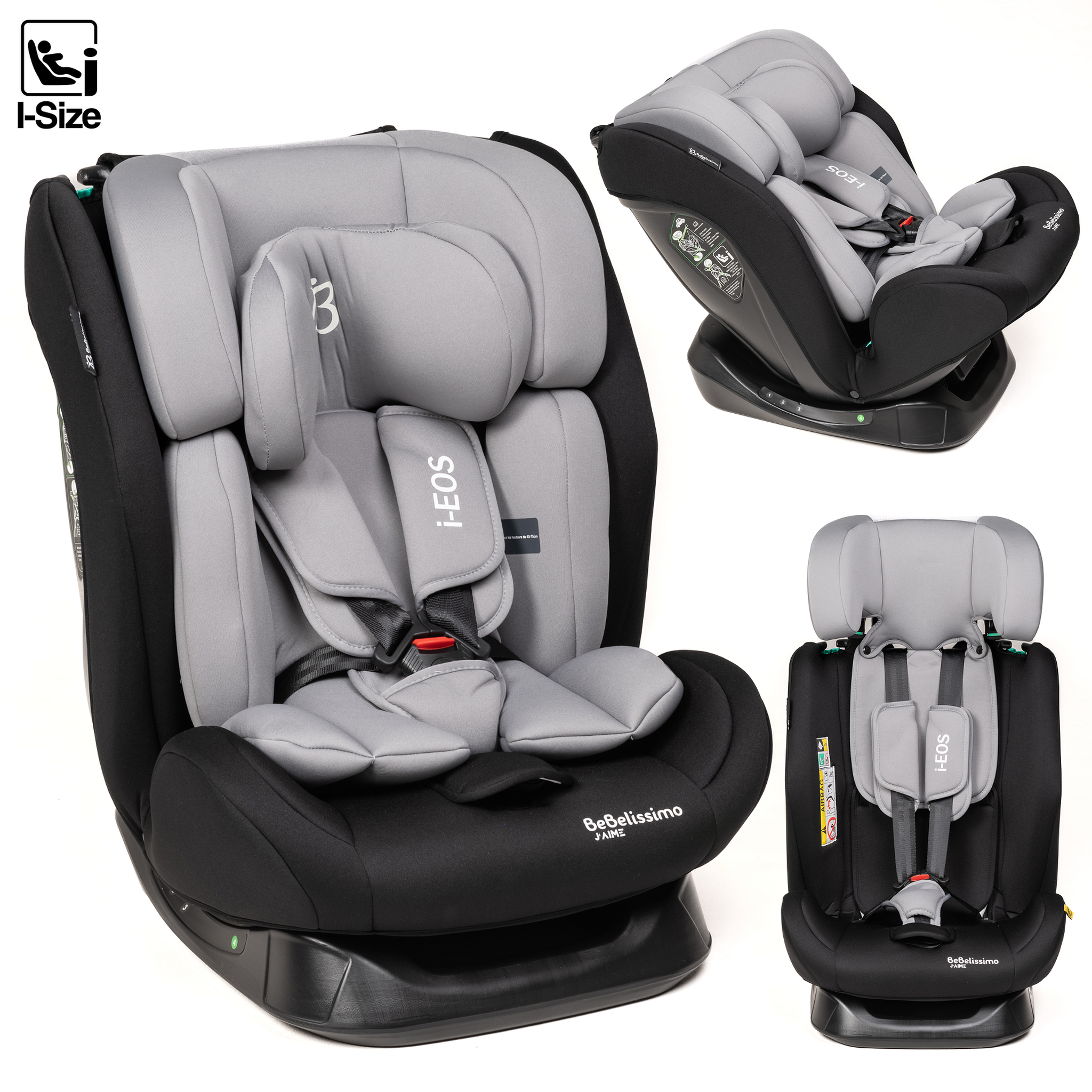 BEBELISSIMO Siège auto I-size  - groupe 0+/1/2/3 - (0-36kg) -  Inclinable - 40 -150cm - i-EOS - gris