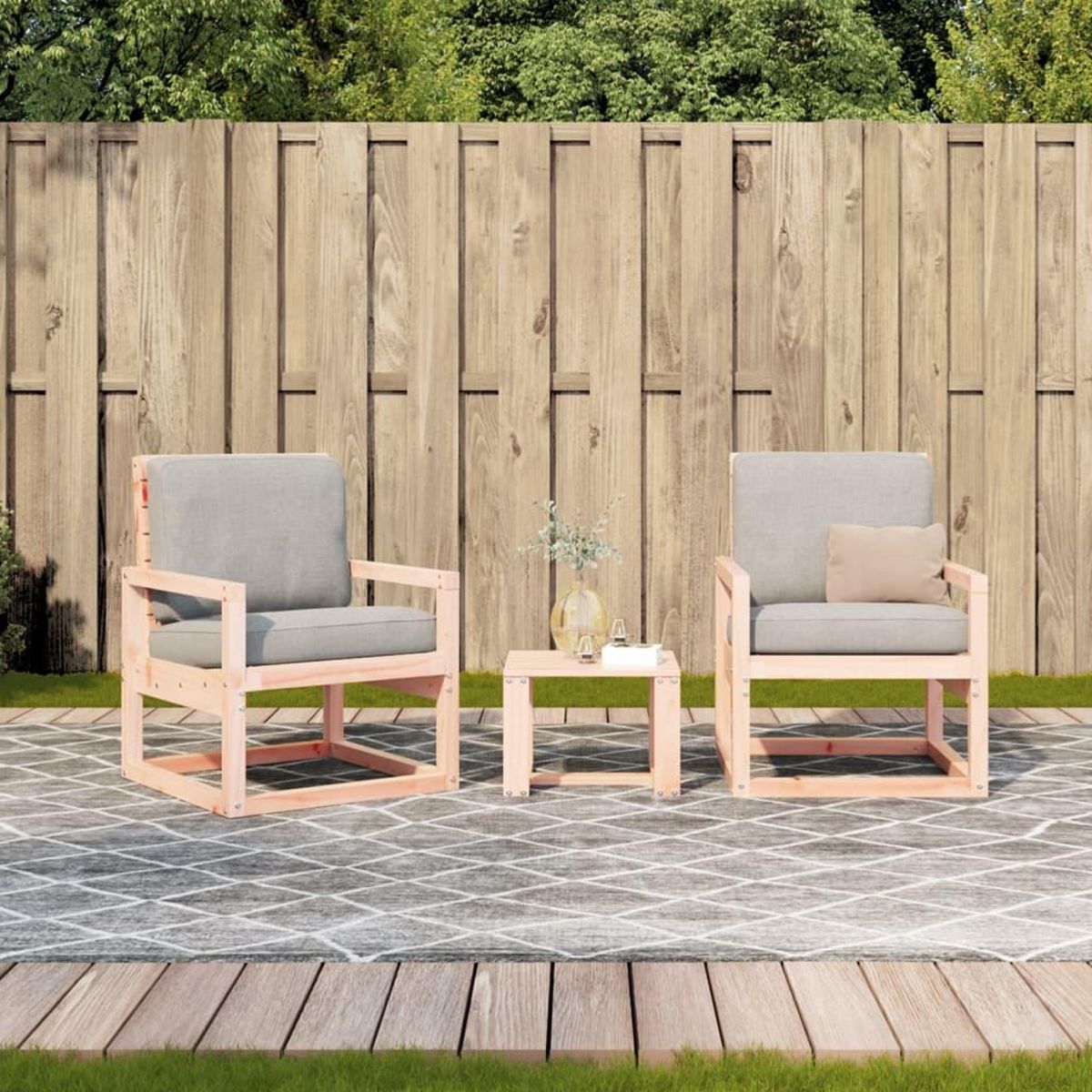 VIDAXL Salon de jardin 3 pcs bois massif douglas