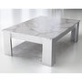 Voir la diapositive 1 : BEST MOBILIER Amaury - table basse - blanc - plateau effet marbre - 126 cm