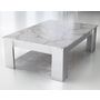 Voir la diapositive 1 : BEST MOBILIER Amaury - table basse - blanc - plateau effet marbre - 126 cm