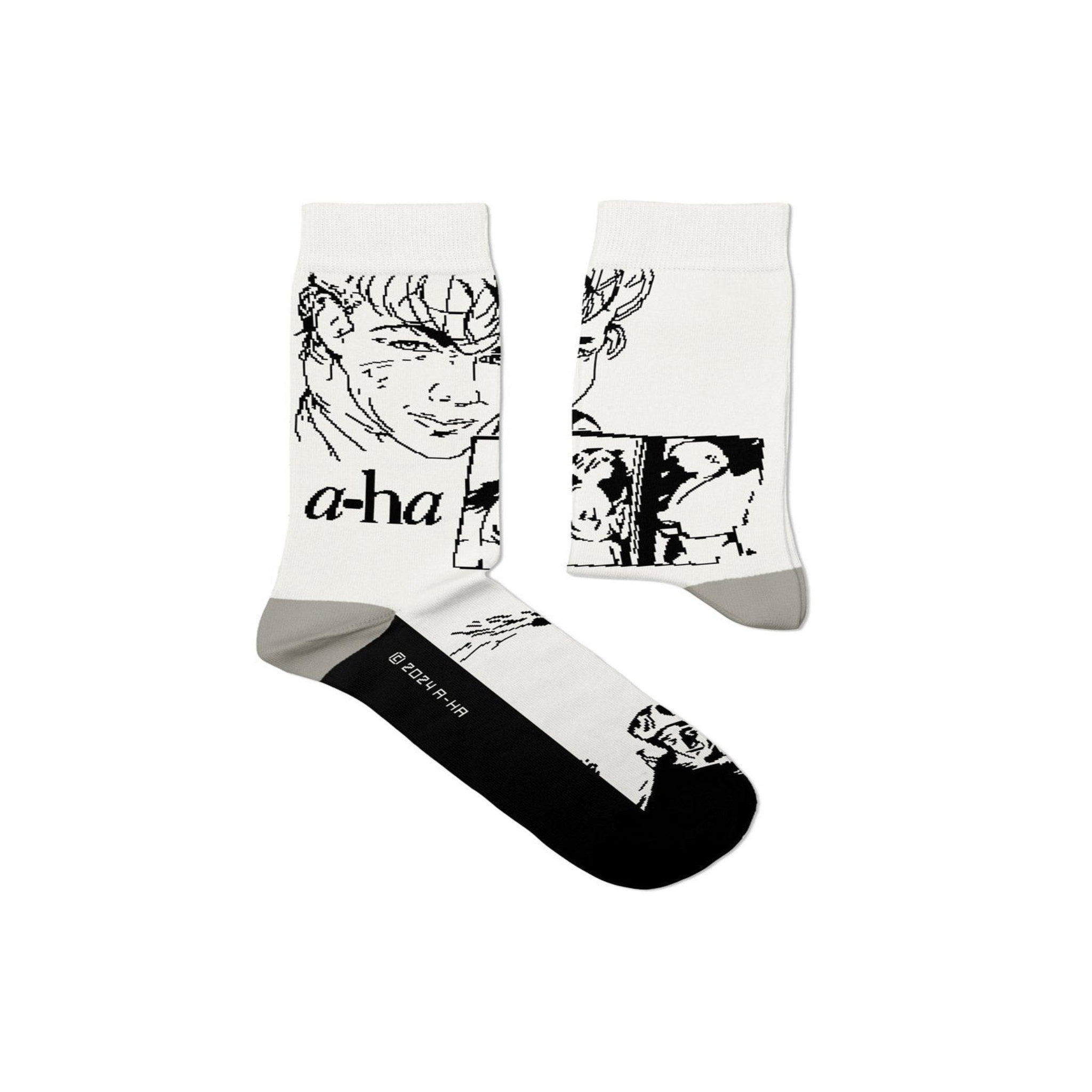 SOCK AFFAIRS Chaussettes a-ha, take on me. Coloris disponibles : Blanc