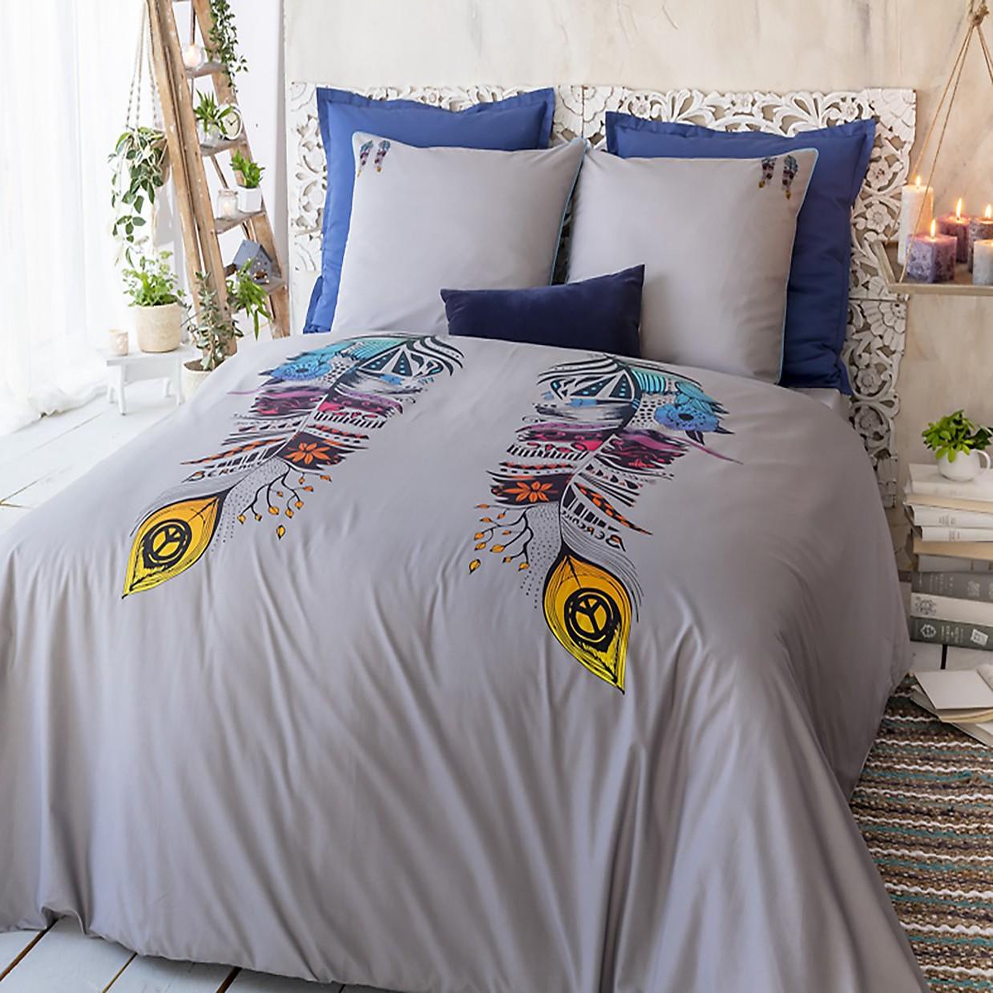 Home collection Housse de couette parureavectaies monica. Coloris disponibles : Gris