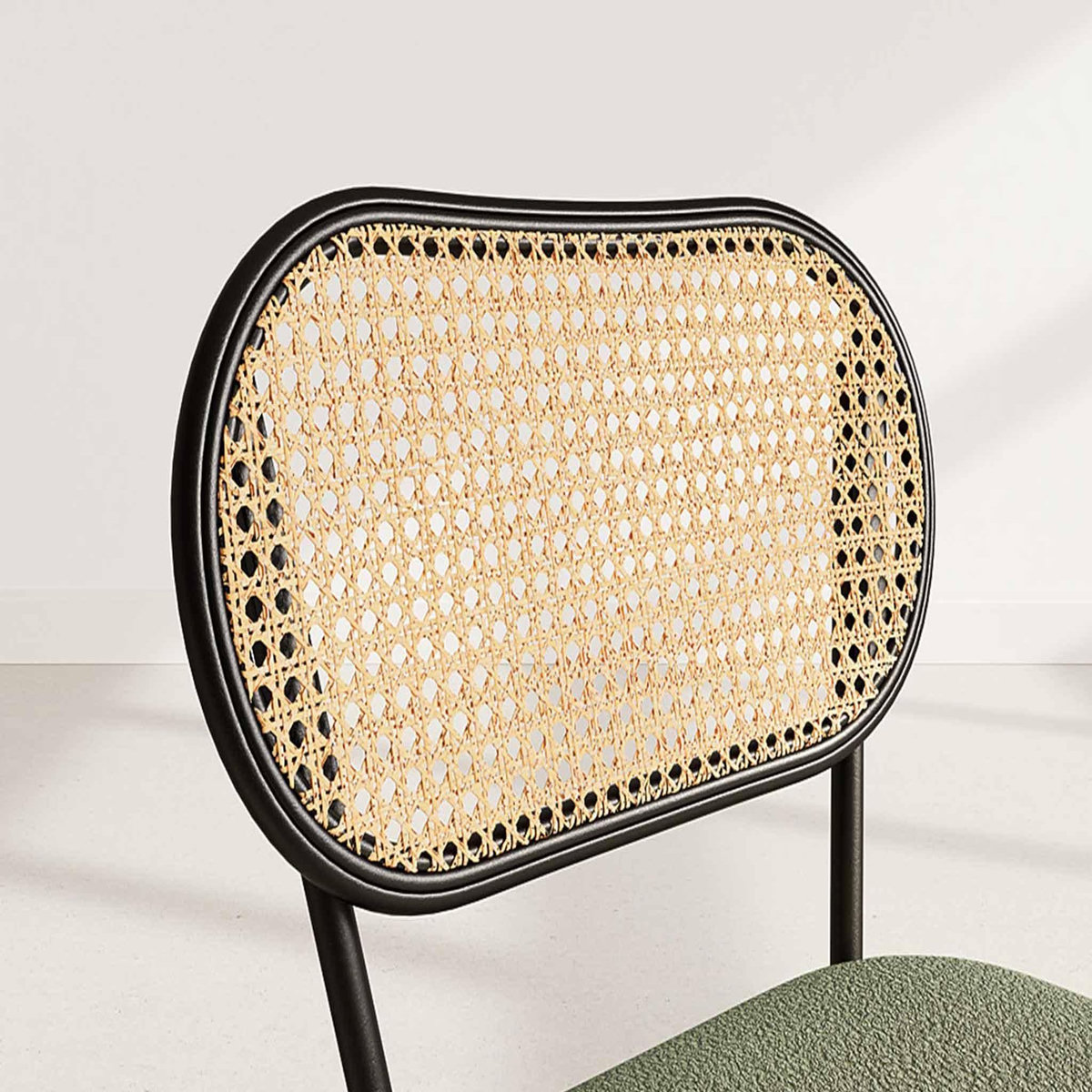 LISA DESIGN Luciano - lot de 2 chaises cannage - dossier arrondi - en tissu bouclette