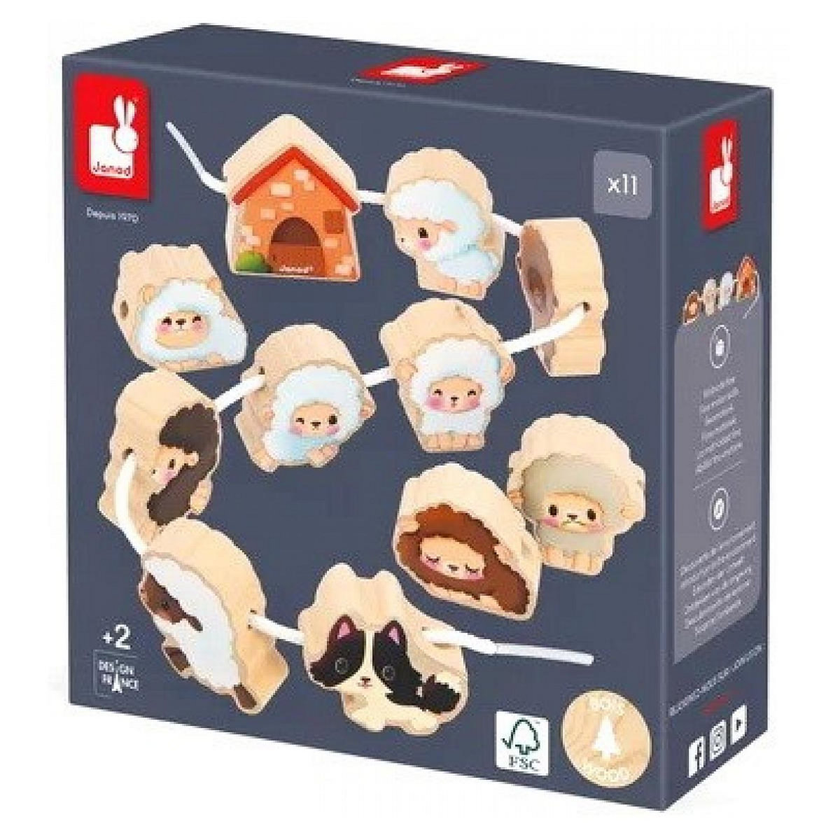 Juratoys-Janod La Ferme Enfiler-Theme Mouton