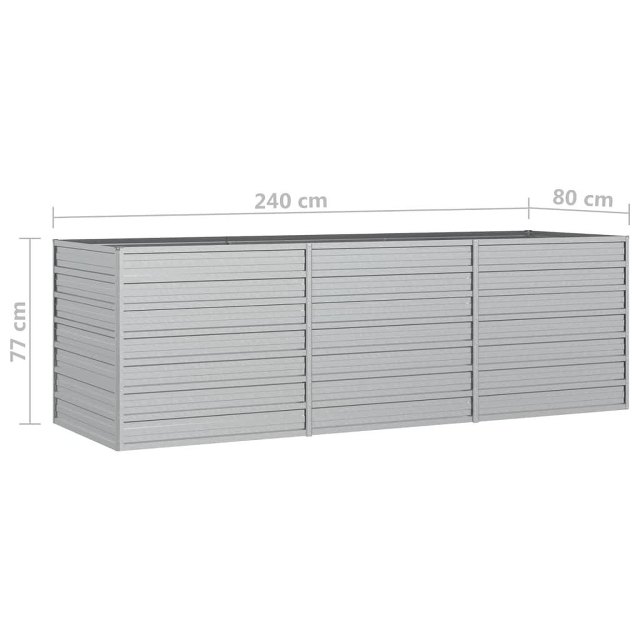 Voir la diapositive 6 : VIDAXL Lit sureleve de jardin 240x80x77 cm Acier galvanise Argente
