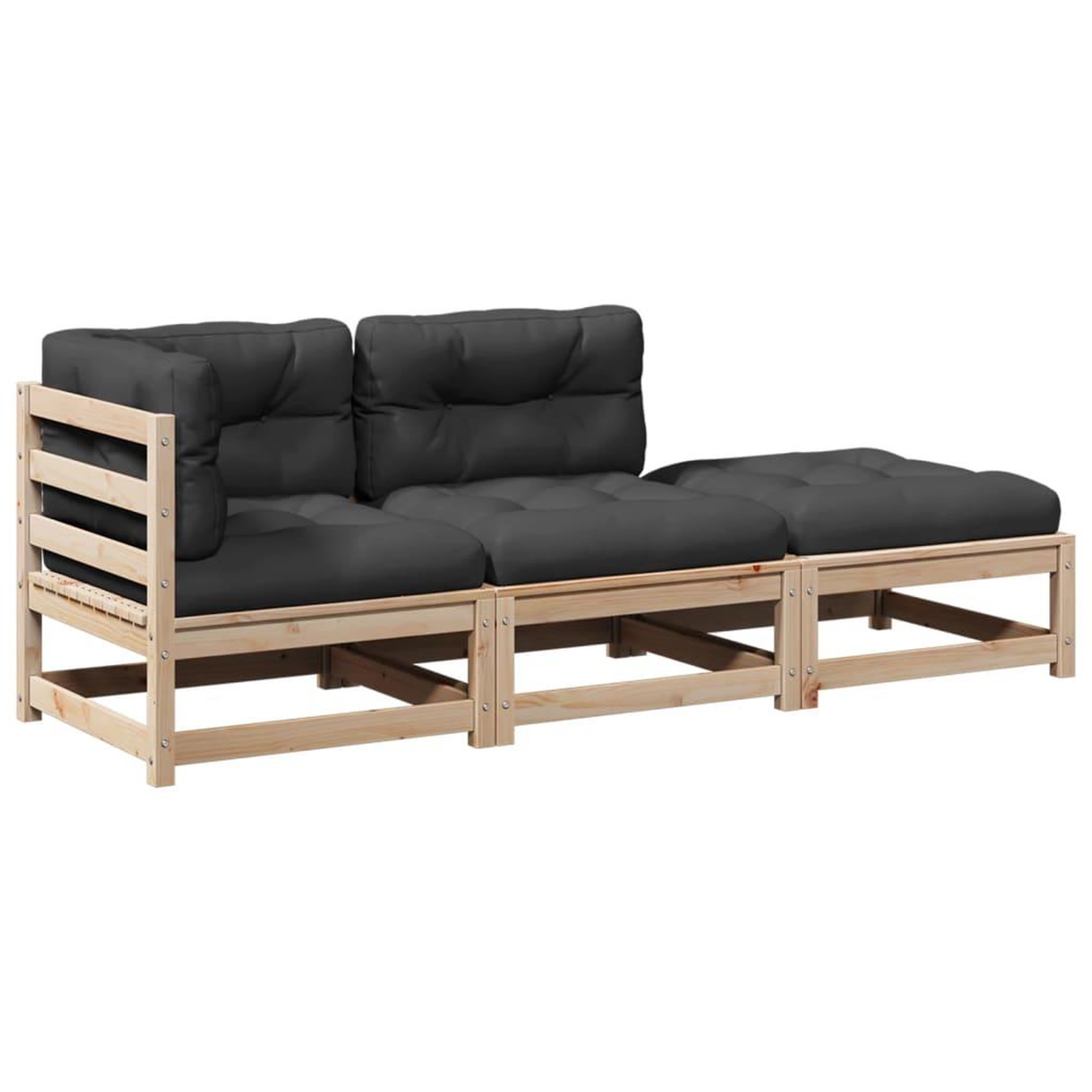Voir la diapositive 2 : VIDAXL Salon de jardin 3 pcs avec coussins bois de pin massif