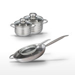 ELO Lot 2 Poêles 24/32cm Elo Relief Solution & 2 Faitouts 12/14cm