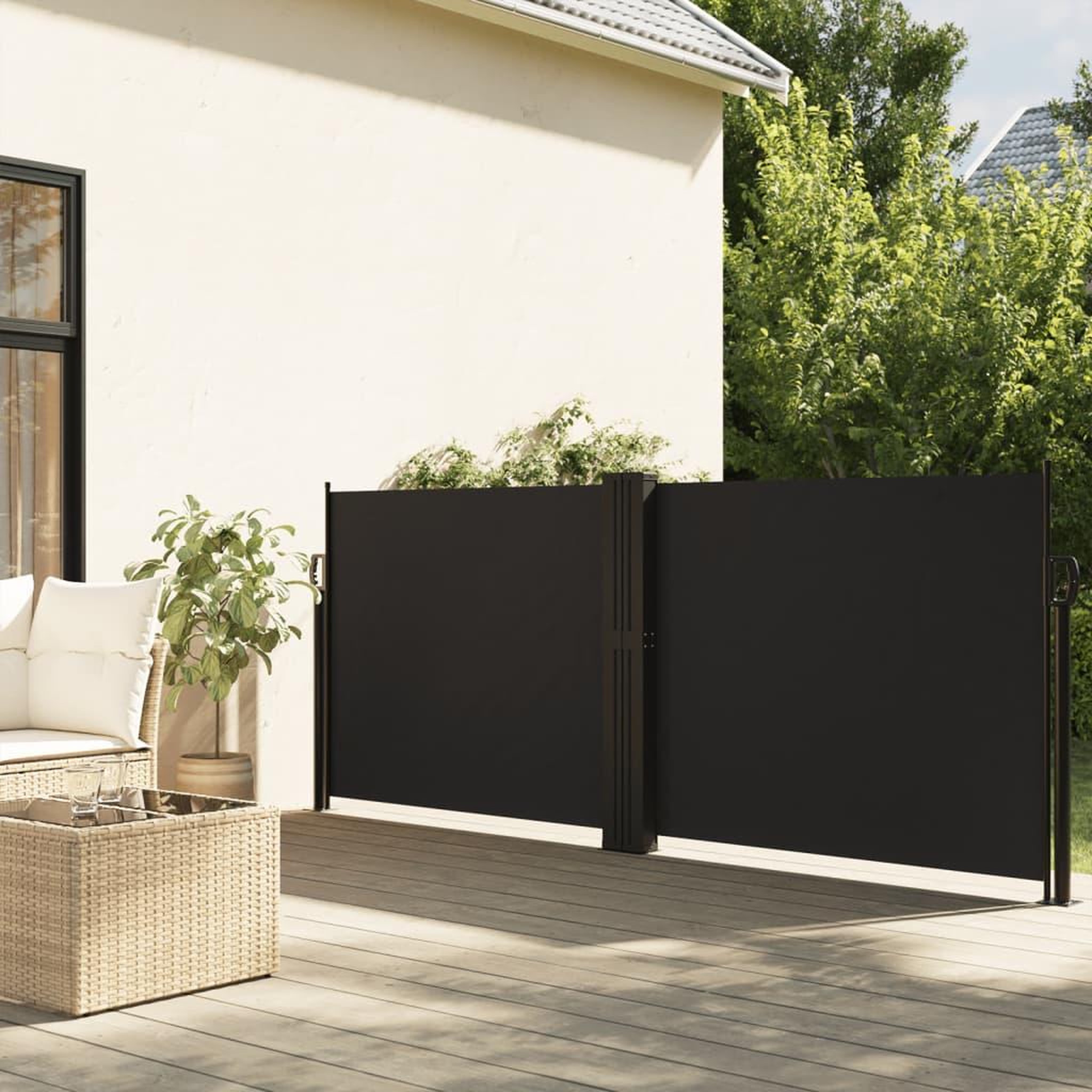 VIDAXL Auvent lateral retractable noir 140x600 cm