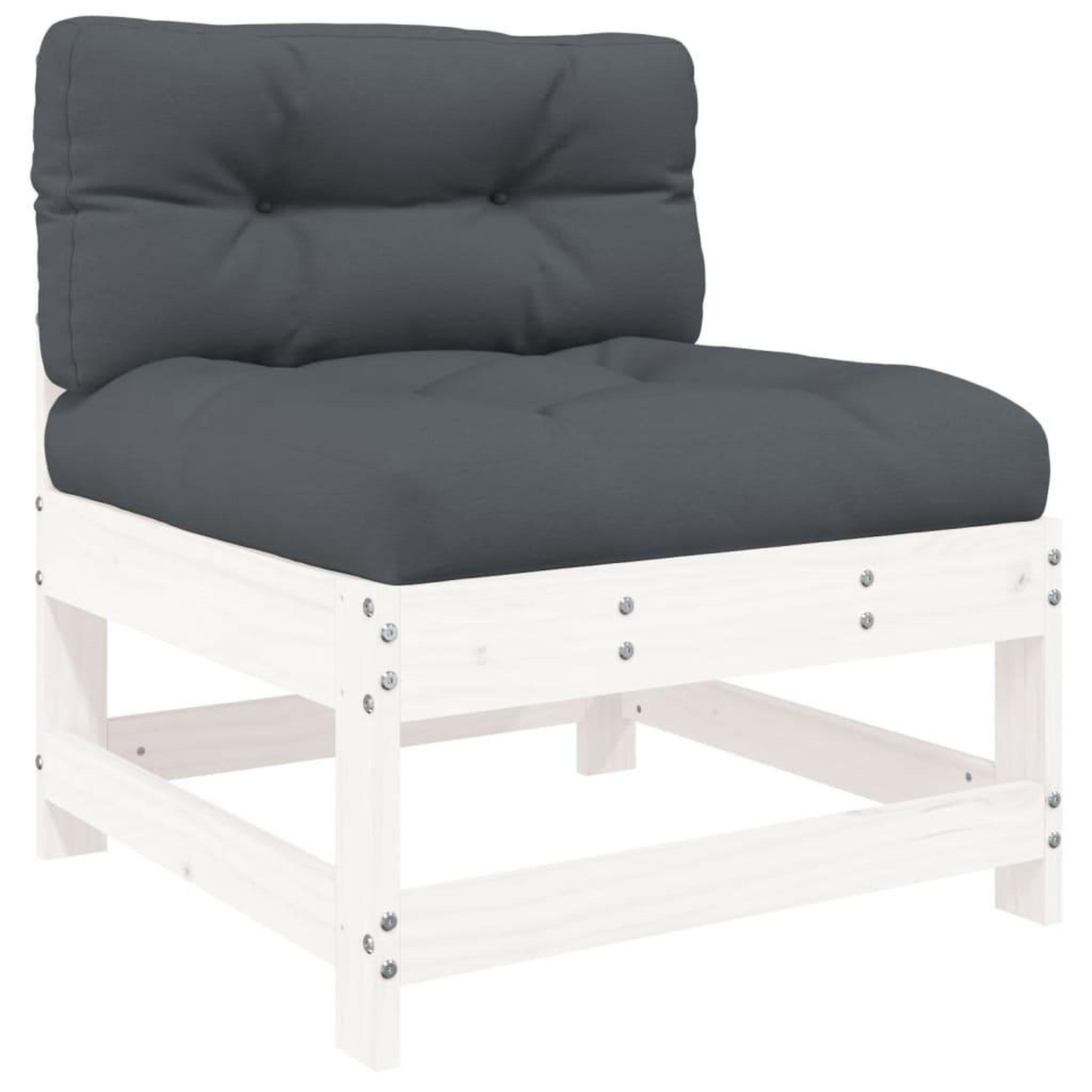 Voir la diapositive 4 : VIDAXL Salon de jardin 6 pcs avec coussins blanc bois massif
