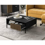 Voir la diapositive 2 : BEST MOBILIER Savanna - table basse - effet bois et noir - 1 tiroir et 1 niche - 80 cm