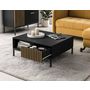 Voir la diapositive 2 : BEST MOBILIER Savanna - table basse - effet bois et noir - 1 tiroir et 1 niche - 80 cm
