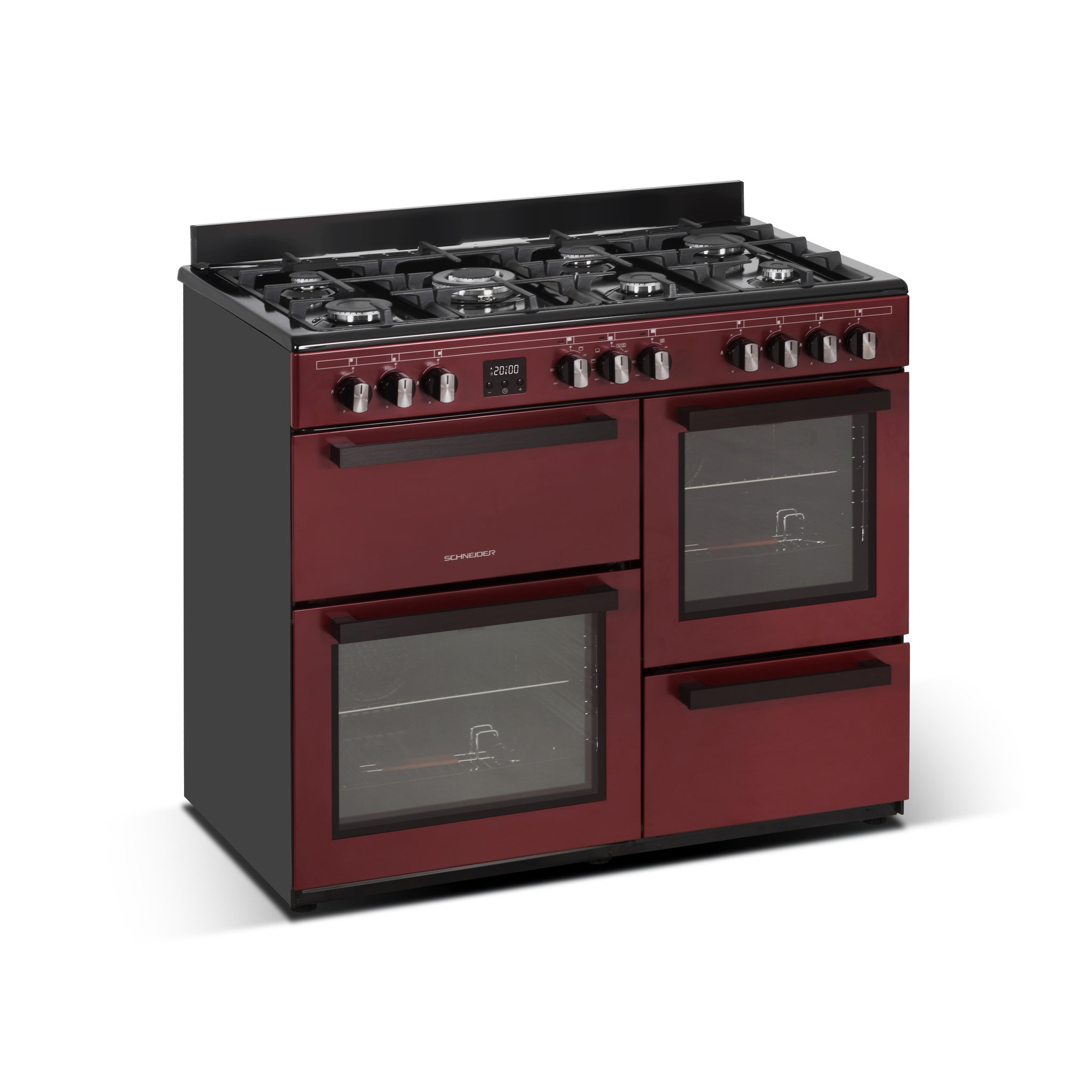 Voir la diapositive 6 : SCHNEIDER Piano de cuisson 7 feux Bordeaux - SCPG71MF-WR