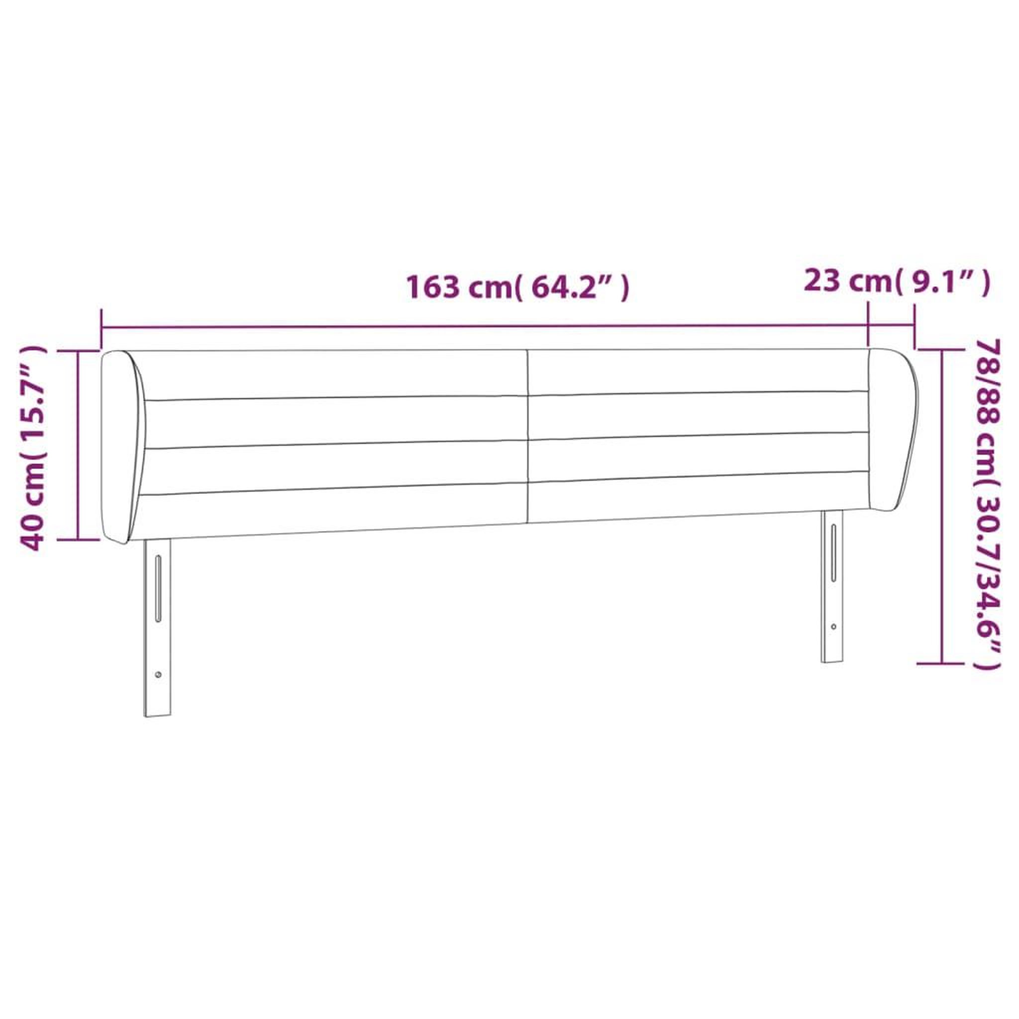 Voir la diapositive 6 : VIDAXL Tete de lit avec oreilles Gris fonce 163x23x78/88 cm Tissu