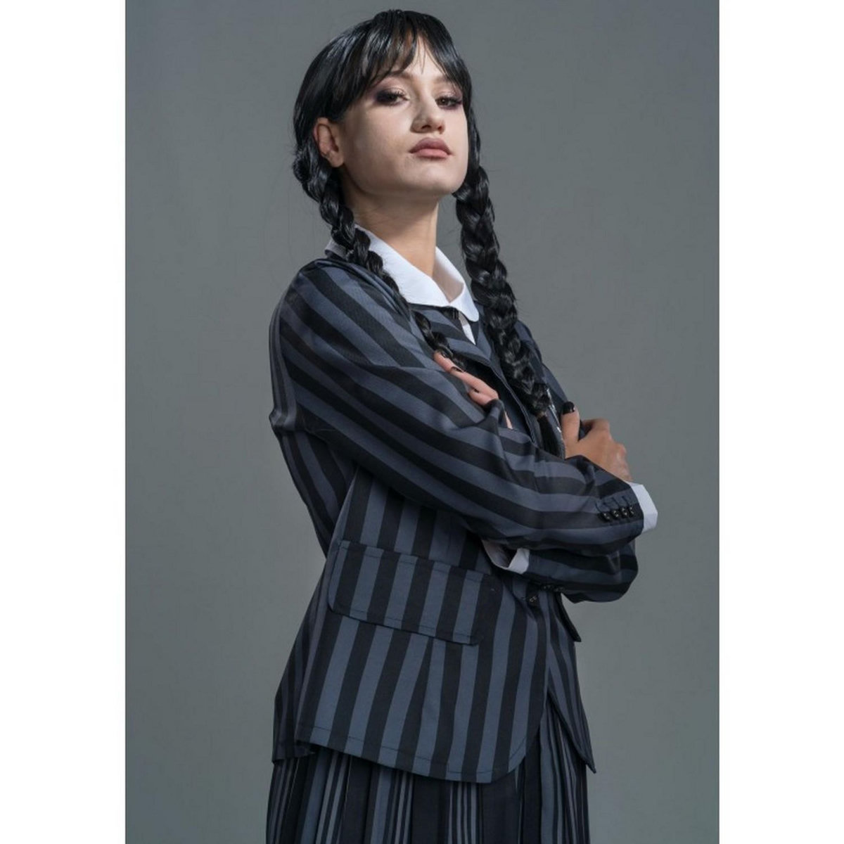 CHAKS Déguisement Uniforme Noir & Gris Mercredi - Femme - S