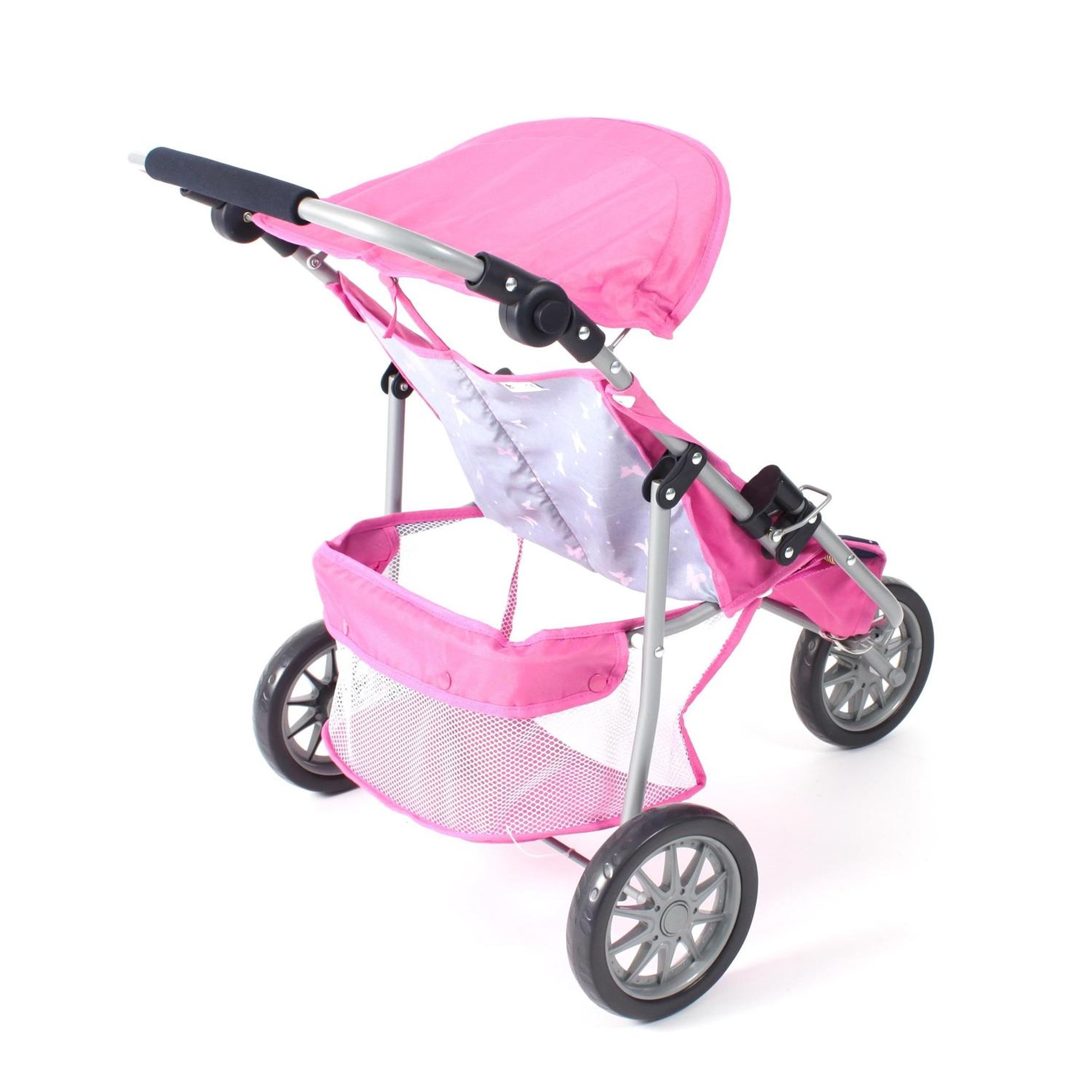 Voir la diapositive 3 : BAYER CHIC 2000 Poussette Jogger 3 roues pour poupées jumelles jean rose