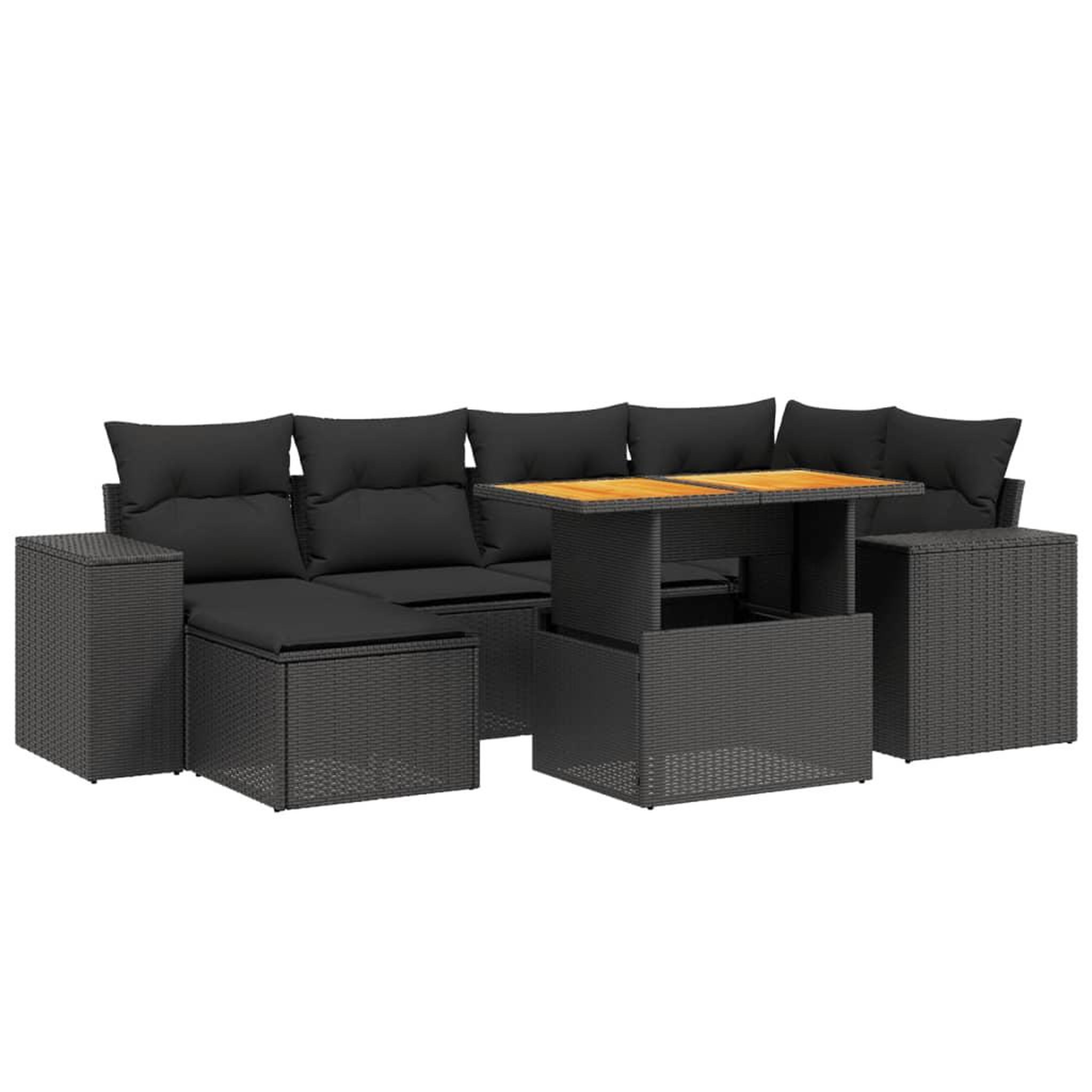Voir la diapositive 2 : VIDAXL Salon de jardin 7 pcs avec coussins noir resine tressee