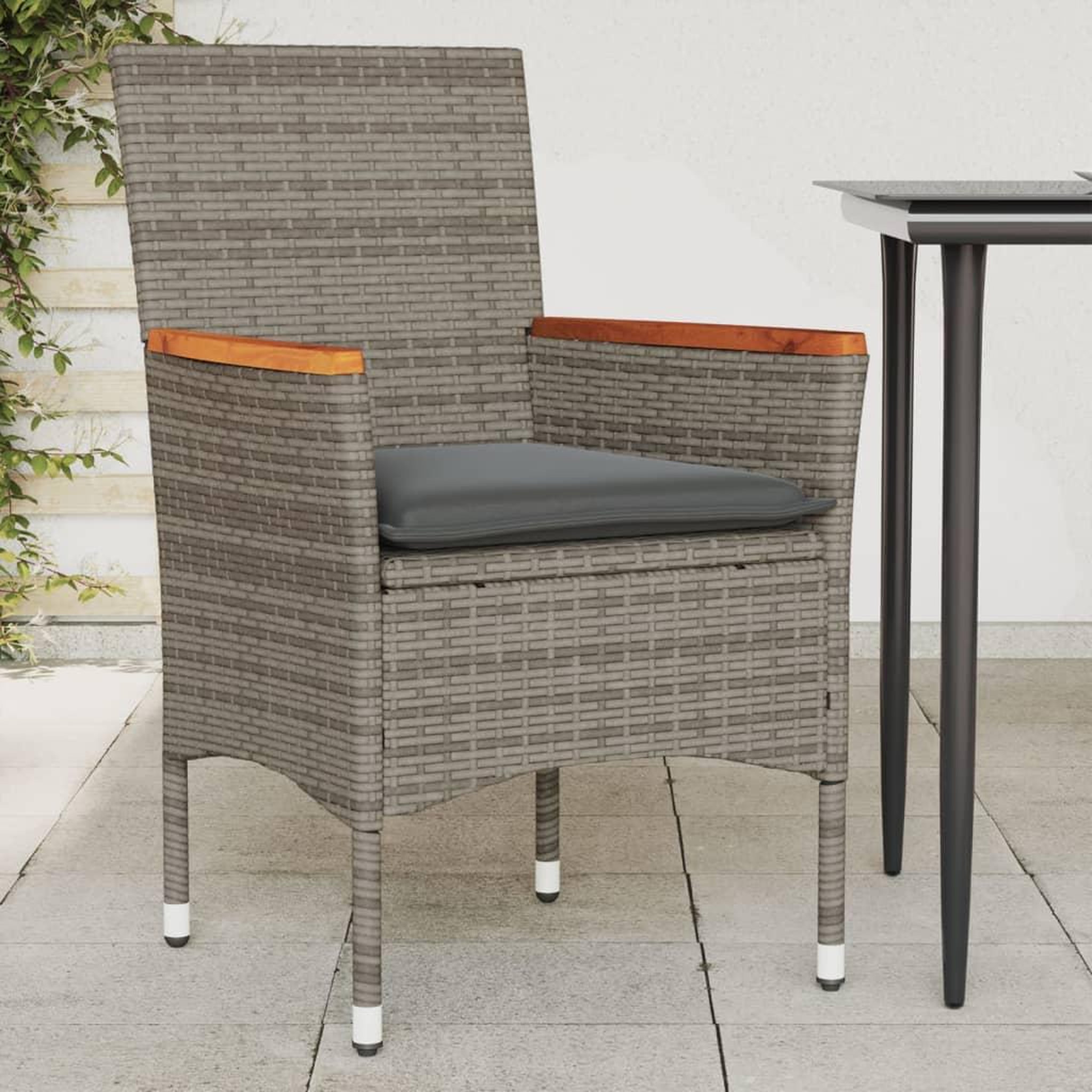 VIDAXL Chaises de jardin avec coussins lot de 2 gris resine tressee