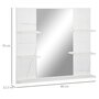 KLEANKIN Miroir de salle de bain avec étagères - 4 étagères latérales + grande étagère inférieure - kit installation fourni - MDF blanc effet marbre