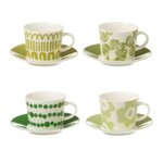 Paris Prix Lot de 4 Tasses & Sous-Tasses  Fiesta Sud  9Cl Vert