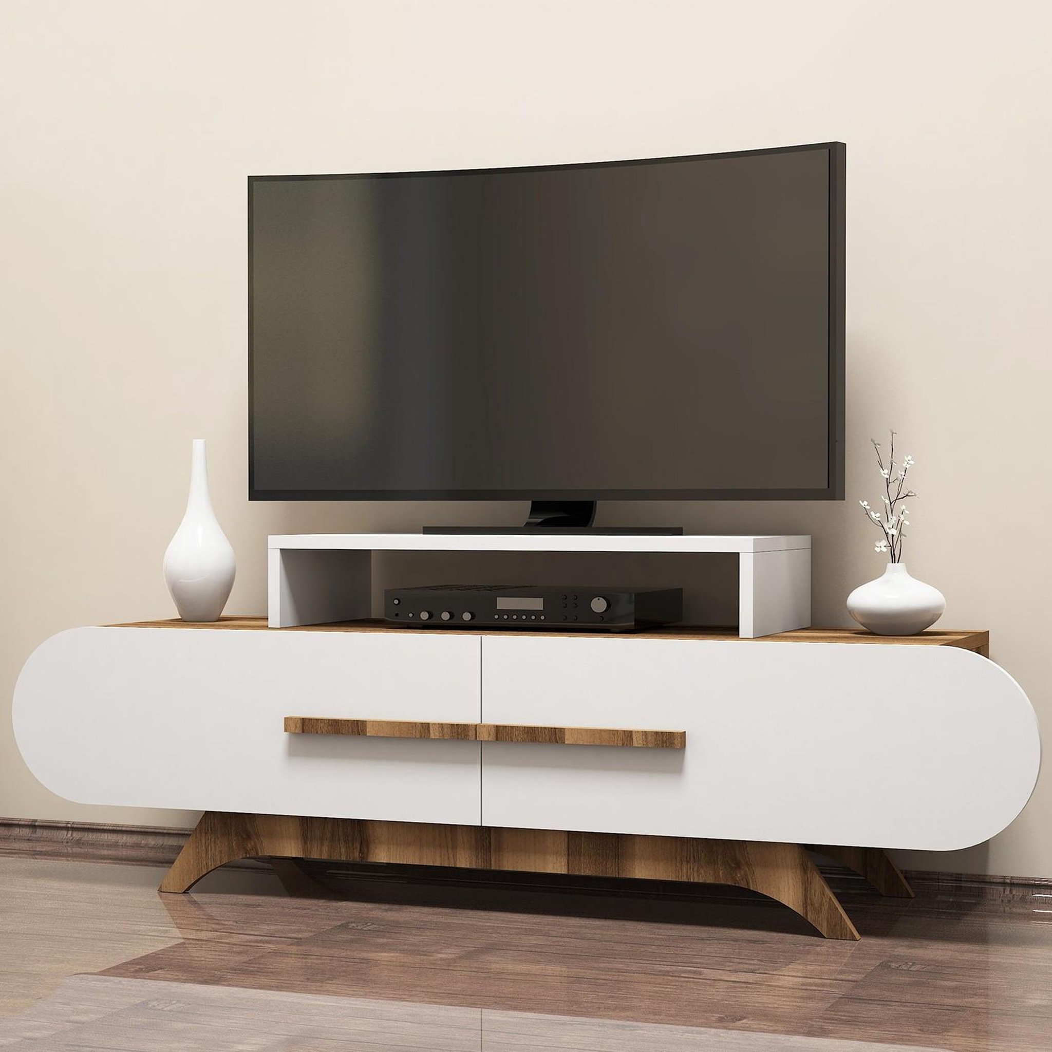 Voir la diapositive 3 : Habitat et Jardin Meuble tv en bois  rose  - 145 x 36 x 49 cm - blanc