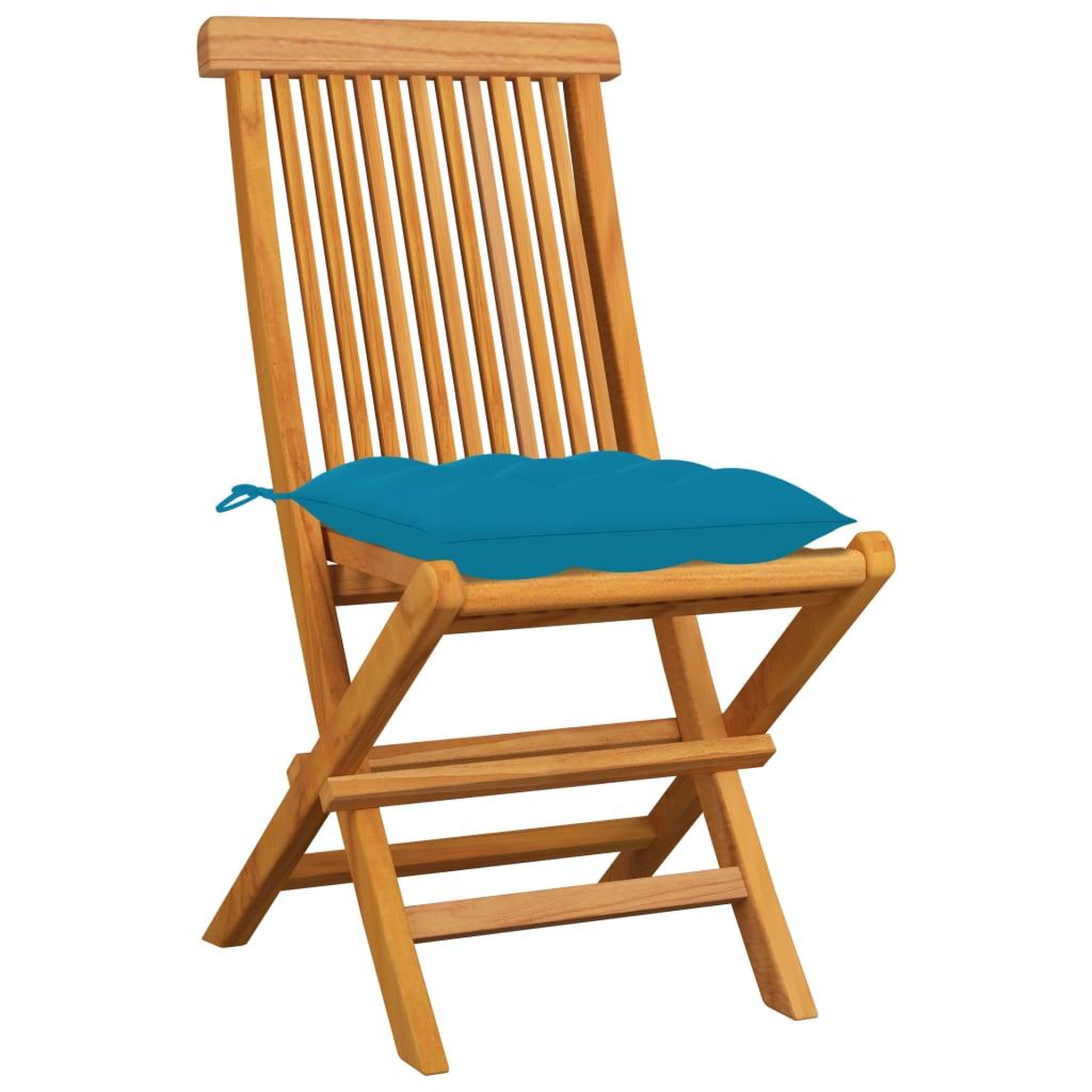 Voir la diapositive 2 : VIDAXL Chaises de jardin avec coussins bleu clair lot de 4 Teck massif