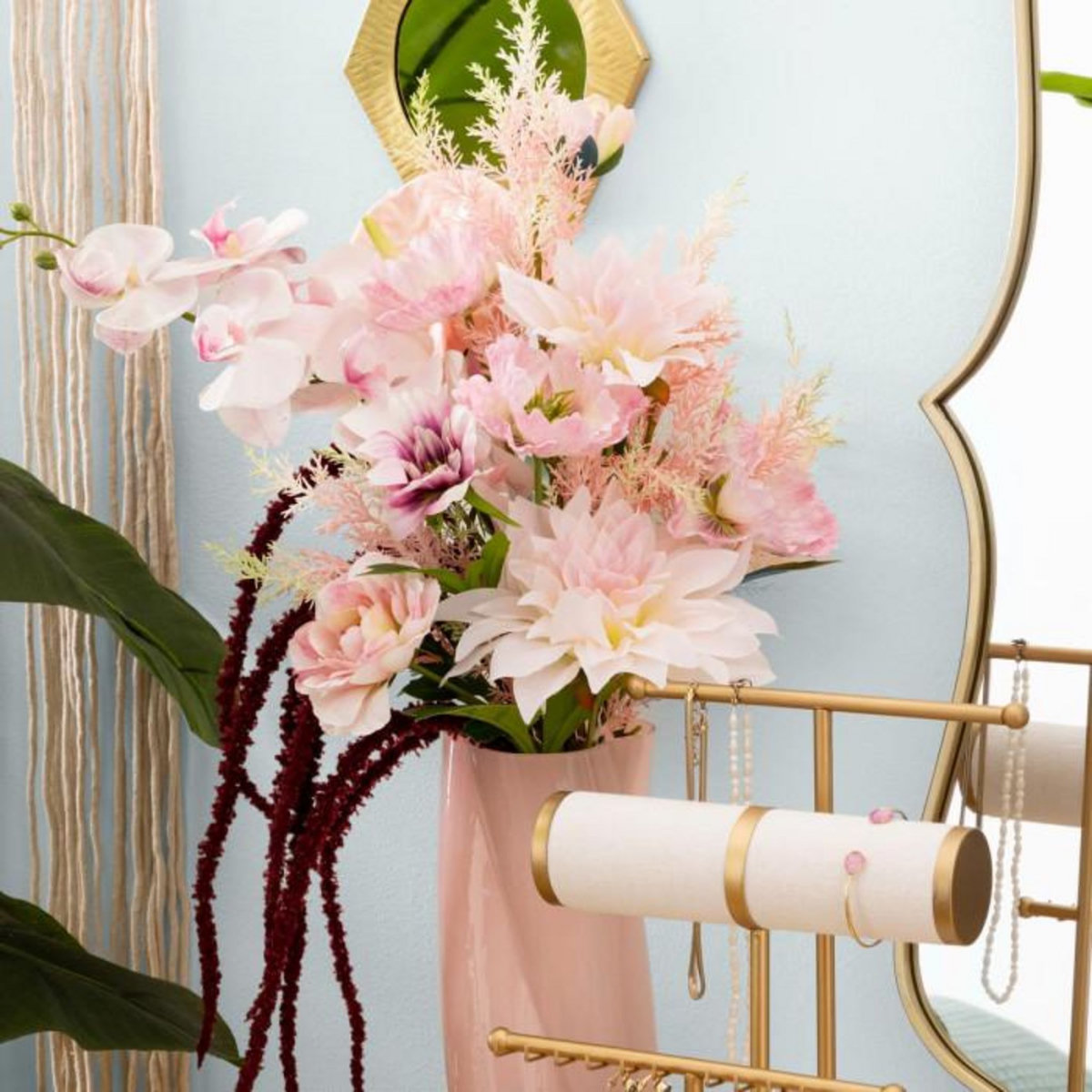 ATMOSPHERA Bouquet Artificiel Composé  Wild Romance  60cm Rose