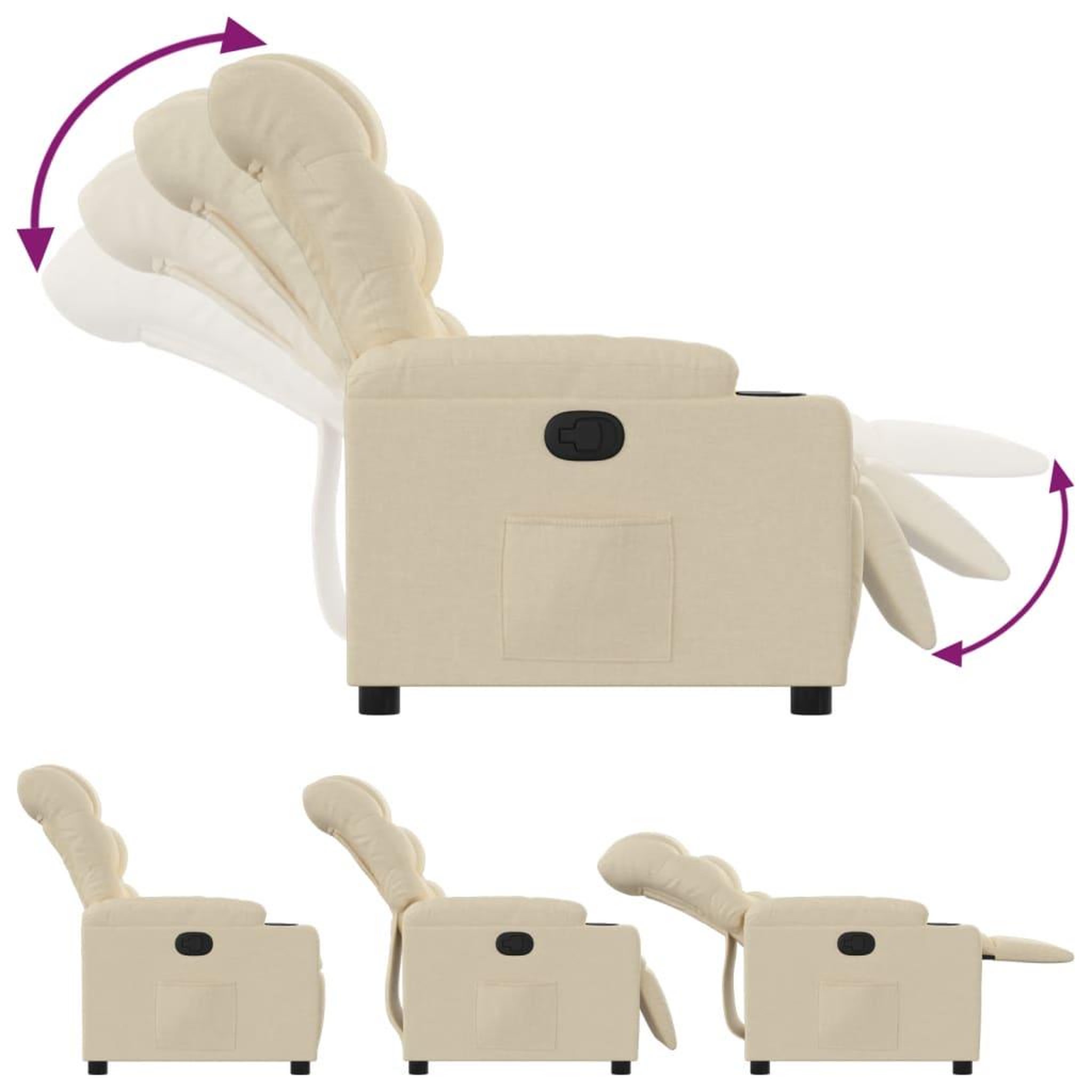Voir la diapositive 4 : VIDAXL Fauteuil inclinable Creme Tissu