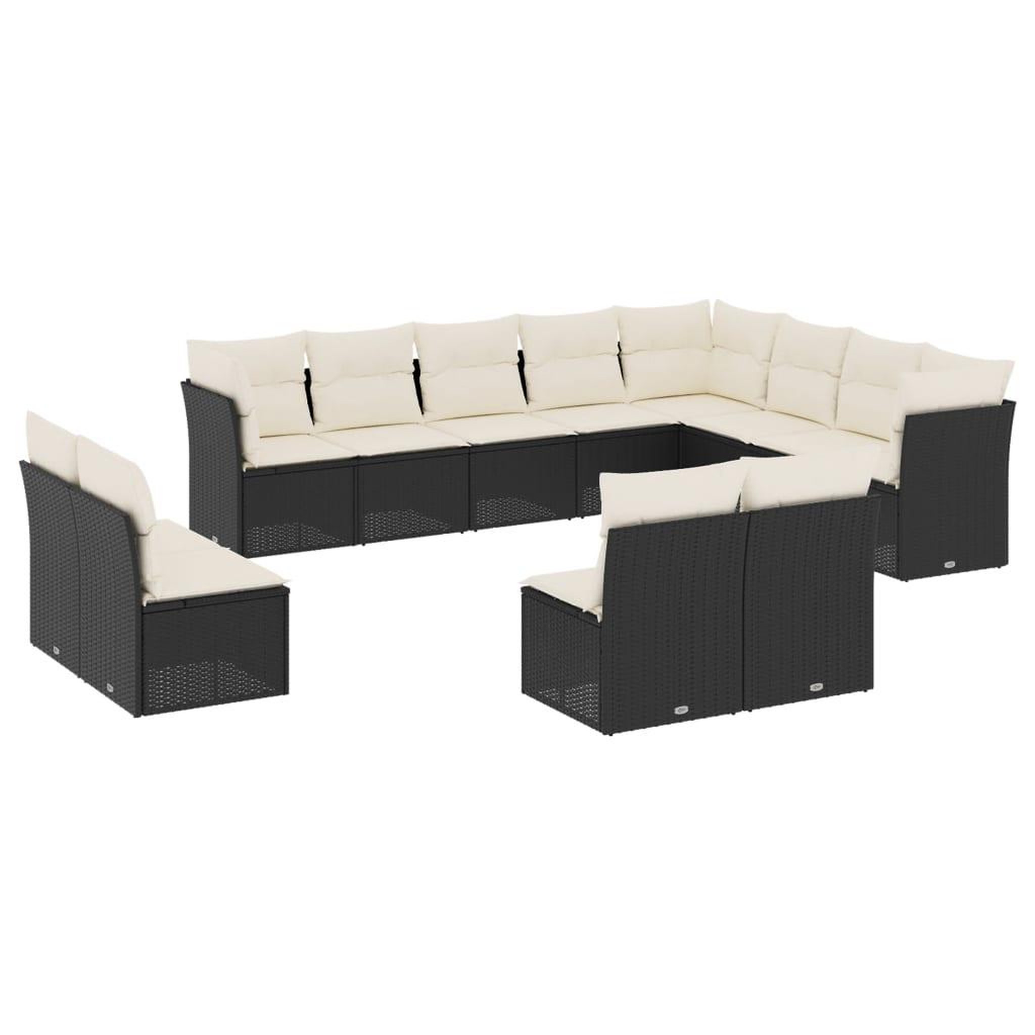 Voir la diapositive 2 : VIDAXL Salon de jardin 12 pcs avec coussins noir resine tressee