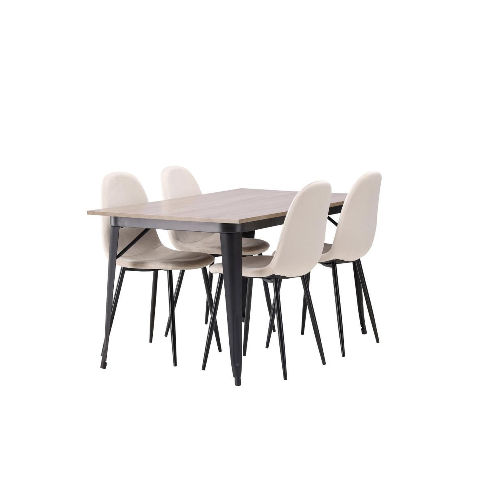 Voir la diapositive 4 : Paris Prix Ensemble table à manger & 4 chaises  tempe & polar  140cm naturel & beige